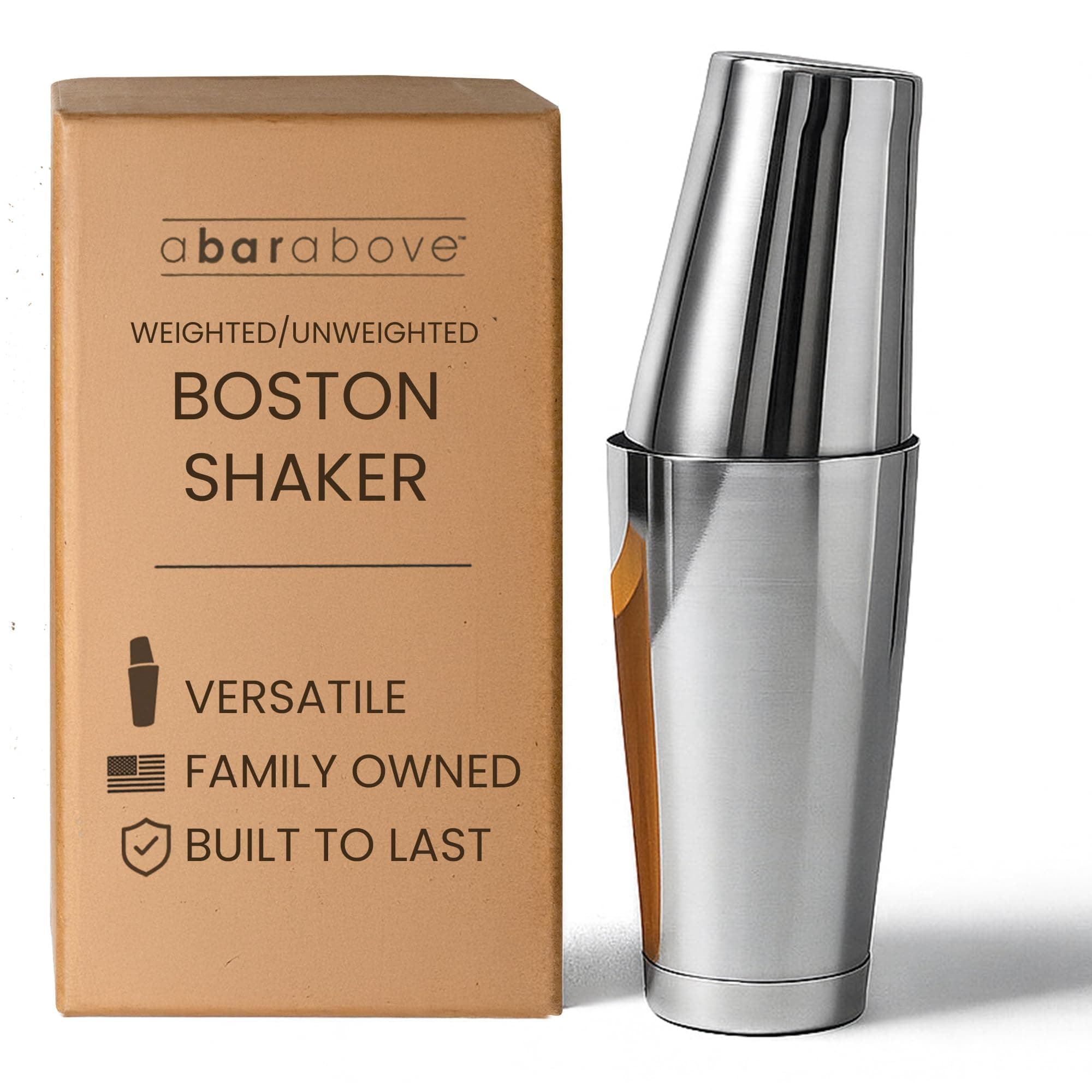 Stainless Steel Boston Shaker: 2-Piece Set: 18oz Unweighted & 28oz Weighted Professional Bartender Cocktail Shaker