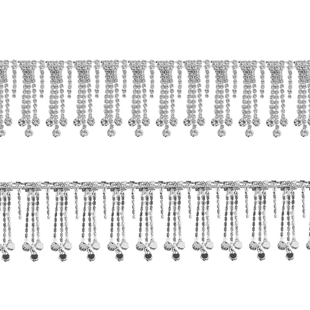 XINGYHENG 1 Yard Crystal Ribbon Tassel Chain Diamond TasselĀ Close Trimming WeldingĀ Claw ChainĀ Strand String Decorated ChainĀ for Crafts Project Birthday Decorations and Arts Furniture Clothing