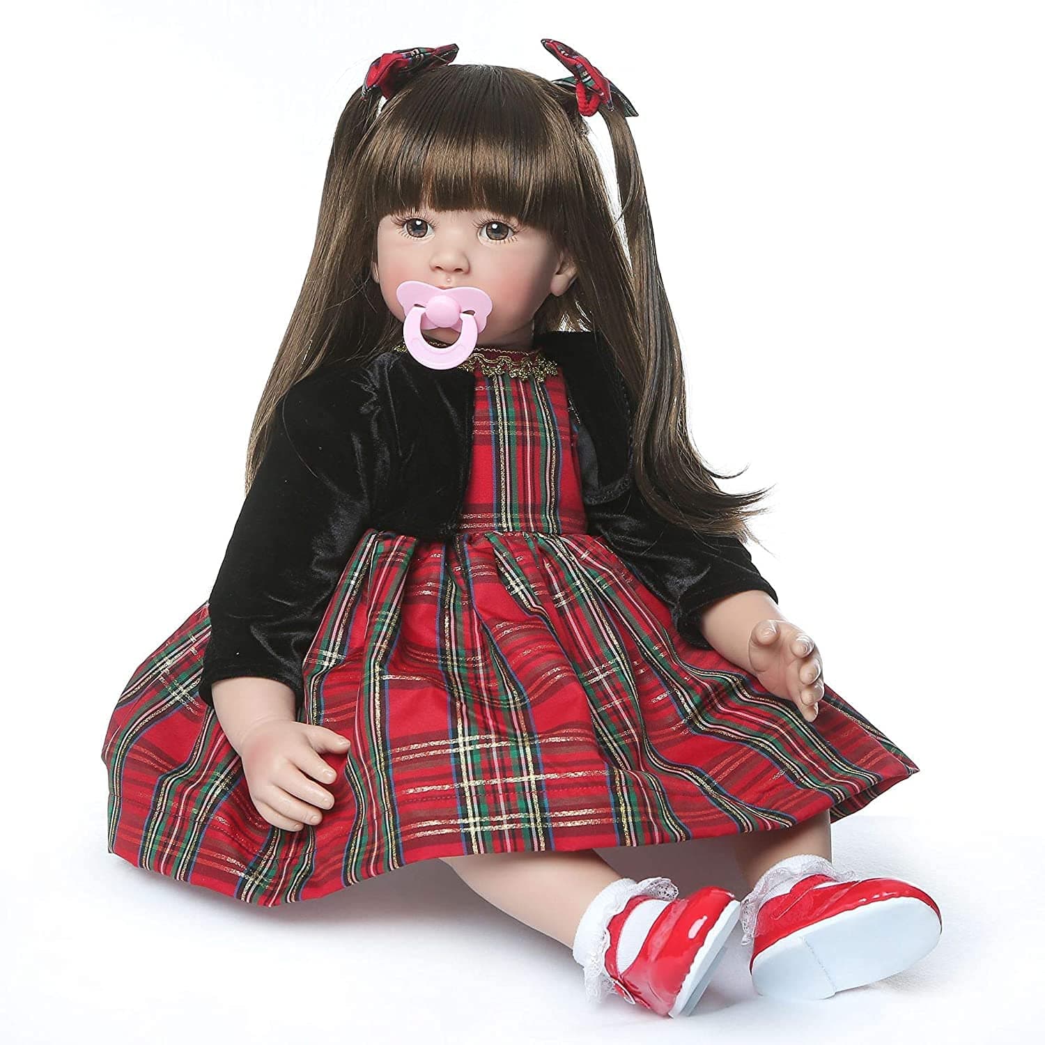 Gaozhi Reborn Toddler Dolls Realistic Girl 24 Inch Real Looking Soft Silicone Limbs&Head Soft Cloth Weighted Body Cute Baby Dolls With Beautiful Princess Dress