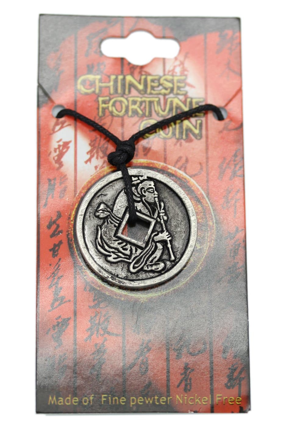 Chinese Fortune Coin Necklace - Ancient Chinese Flute Player Coin - Good Luck Charm Necklace
