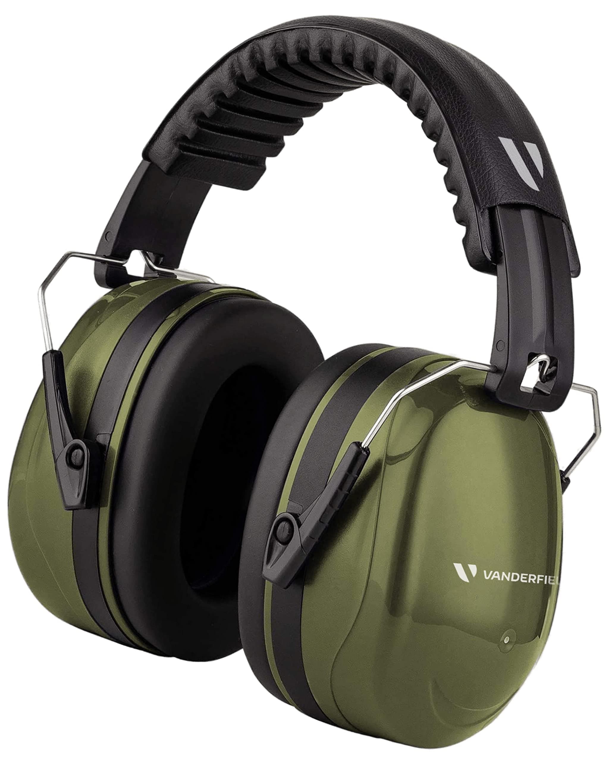 Vanderfields Premium Hearing Protection Ear Muffs - Broad Spectrum Sound Reduction 36.1dB at 2K Hz Noise Cancelling - Headset Safety Noise Cancellation - Headphones Adults and Teens - Army Green