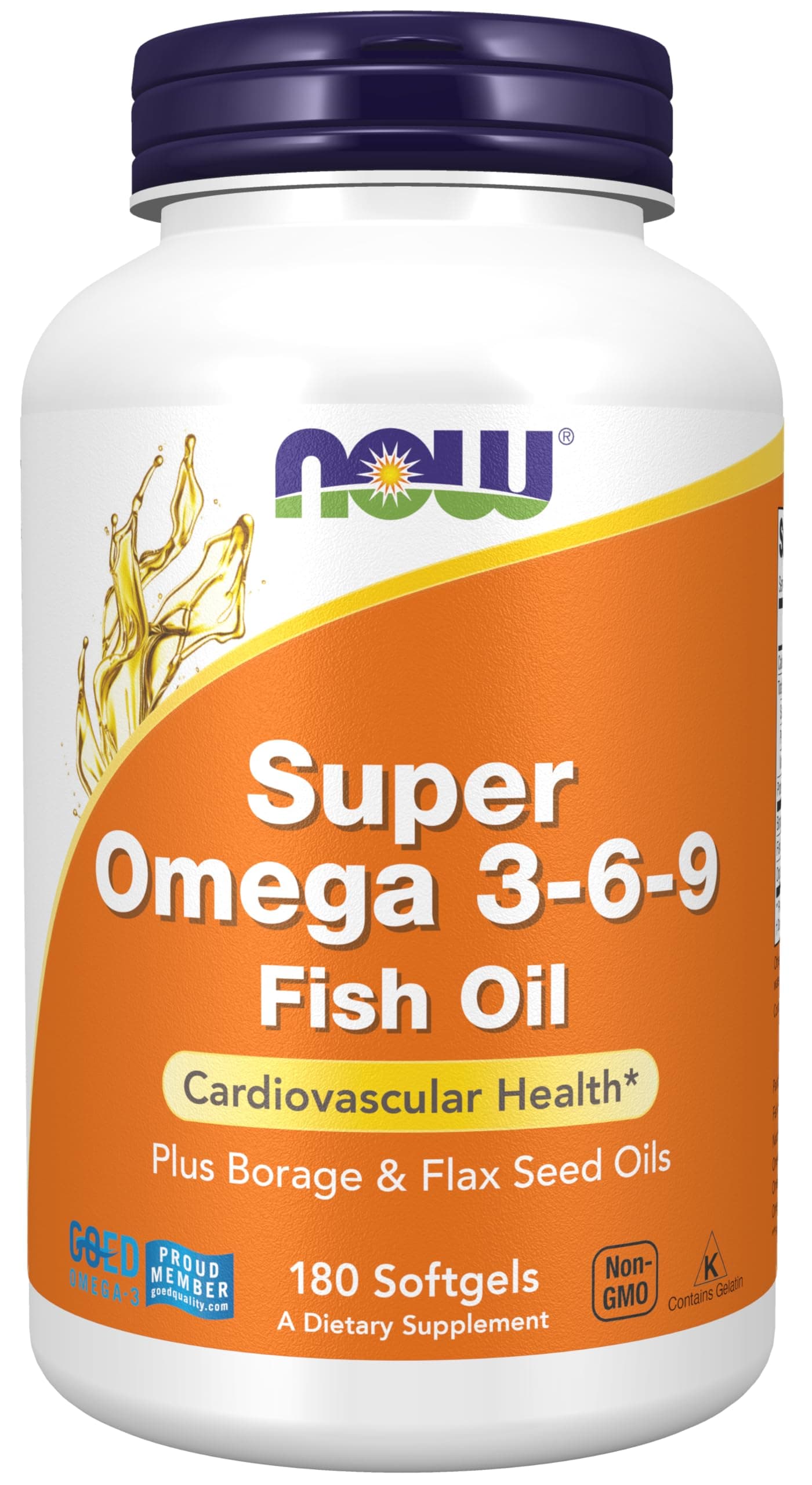 Supplements, Super Omega 3-6-9 1200 mg with a blend of Fish, Borage and Flax Seed Oils, 180 Softgels