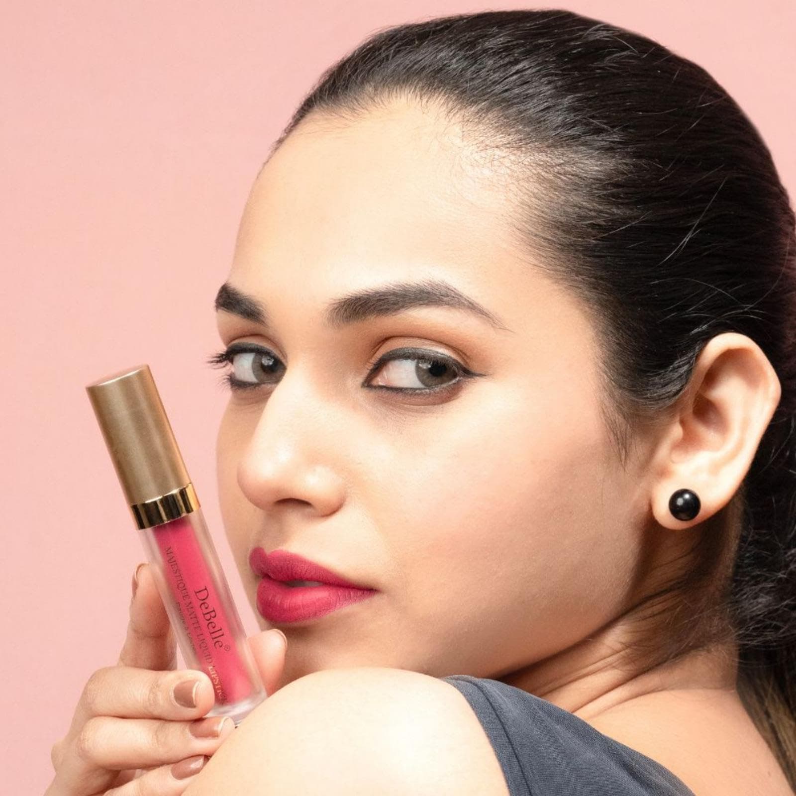 DeBelle Majestique Matte Liquid Lipstick Cabernet Gabrielle (Fuschia Pink) | Enriched with Hyaluronic Acid and Shea Butter | 3.5ml