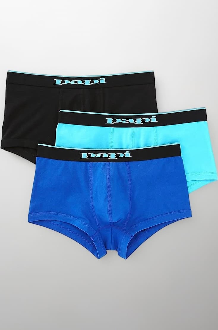 Papi Men's Stylish Brazilian Solid and Print Trunks (3-Pack of Men's Underwear)
