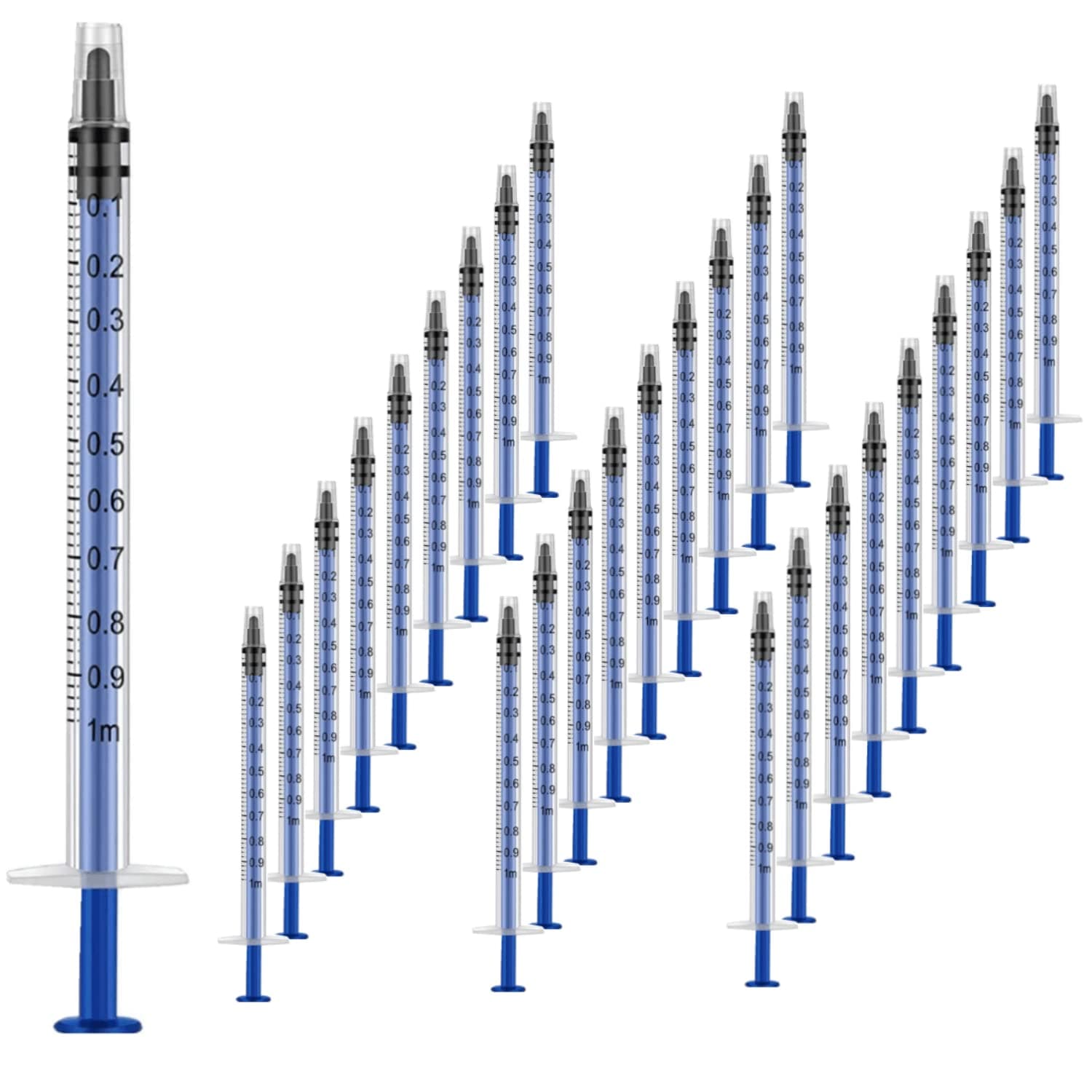 Syringe- Individually Sealed with Cap, Measurement, for Scientific Labs, Measuring Liquids, Feeding Pets, Oil or Glue Applicator (30 Pack 1ML)