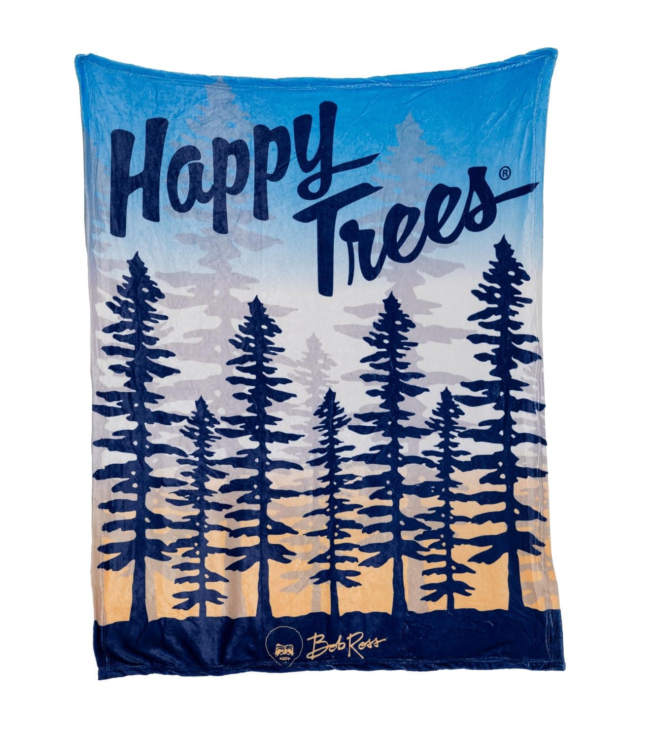 Calhoun Bob Ross Happy Trees Plush Flannel Blanket - 50" x 60" Cozy Throw Blanket