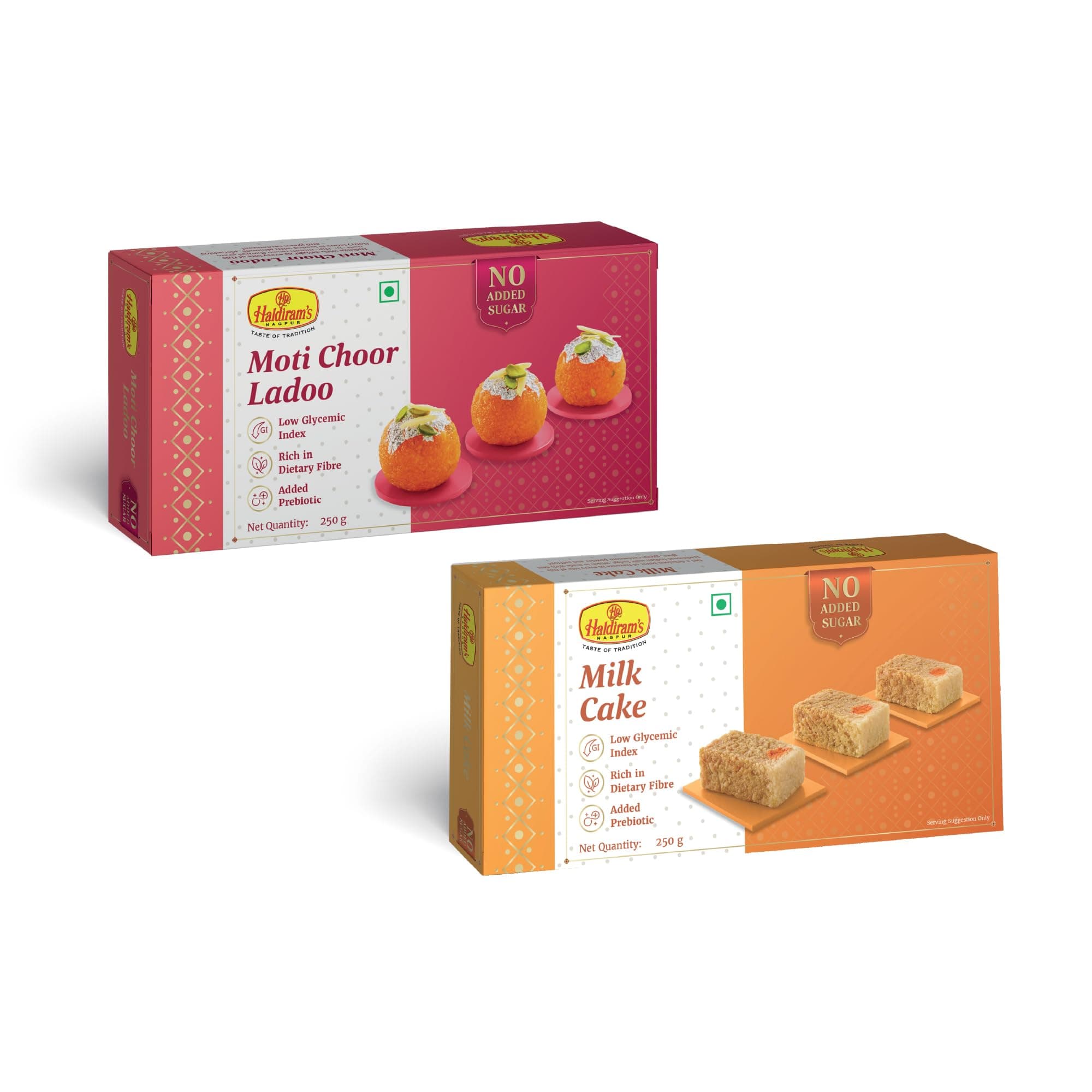 Haldiram's Nagpur Sugar Free Motichoor Laddu (250 gm),Sugar Free Milk Cake (250 gm)