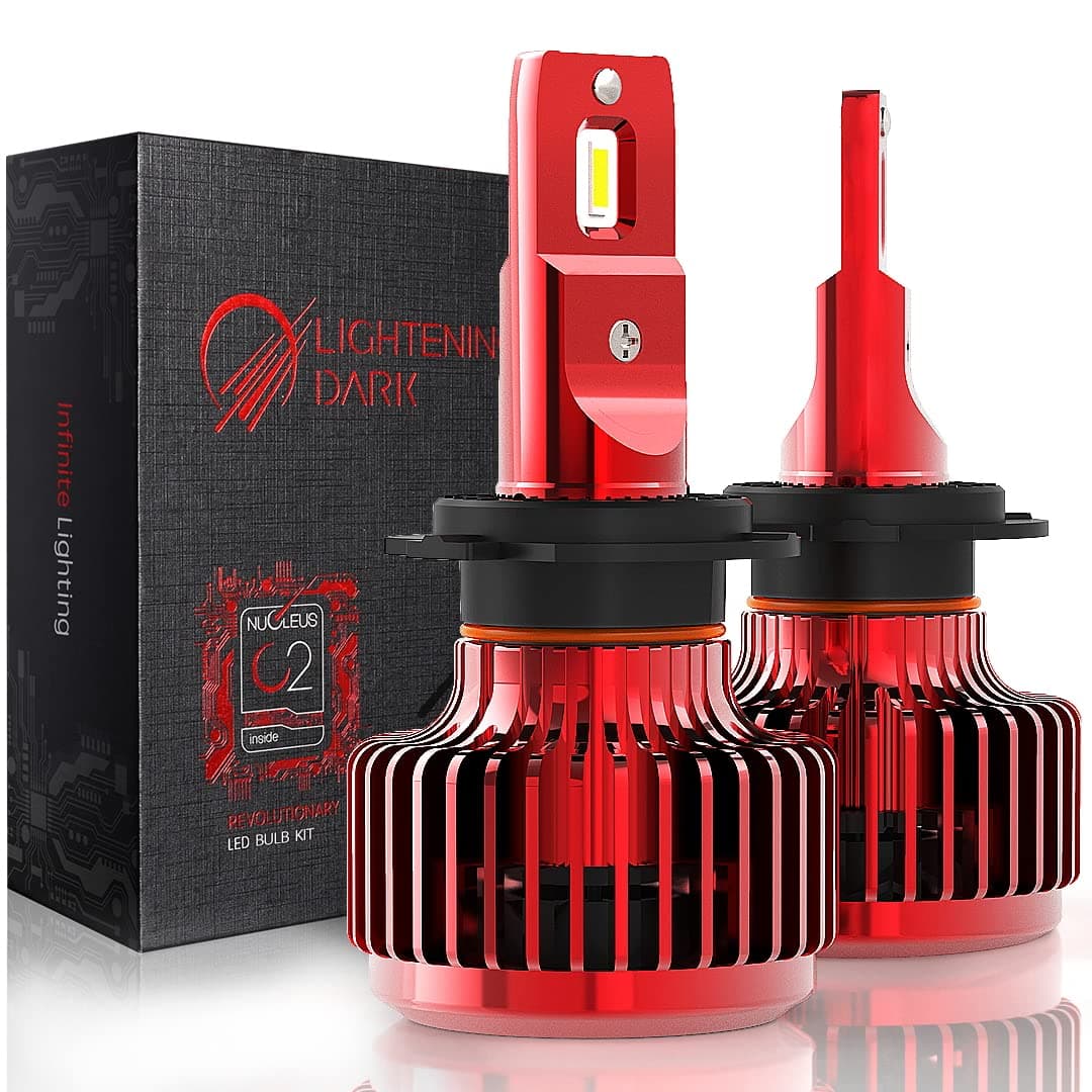 LIGHTENING DARK H7 LED Bulbs, 20000LM 80W 6500K Cool White 360°Adjustable Beam Pattern Powersports Accessory Light for Off-Road Use ATV/UTV or Fog Lights - Pack of 2