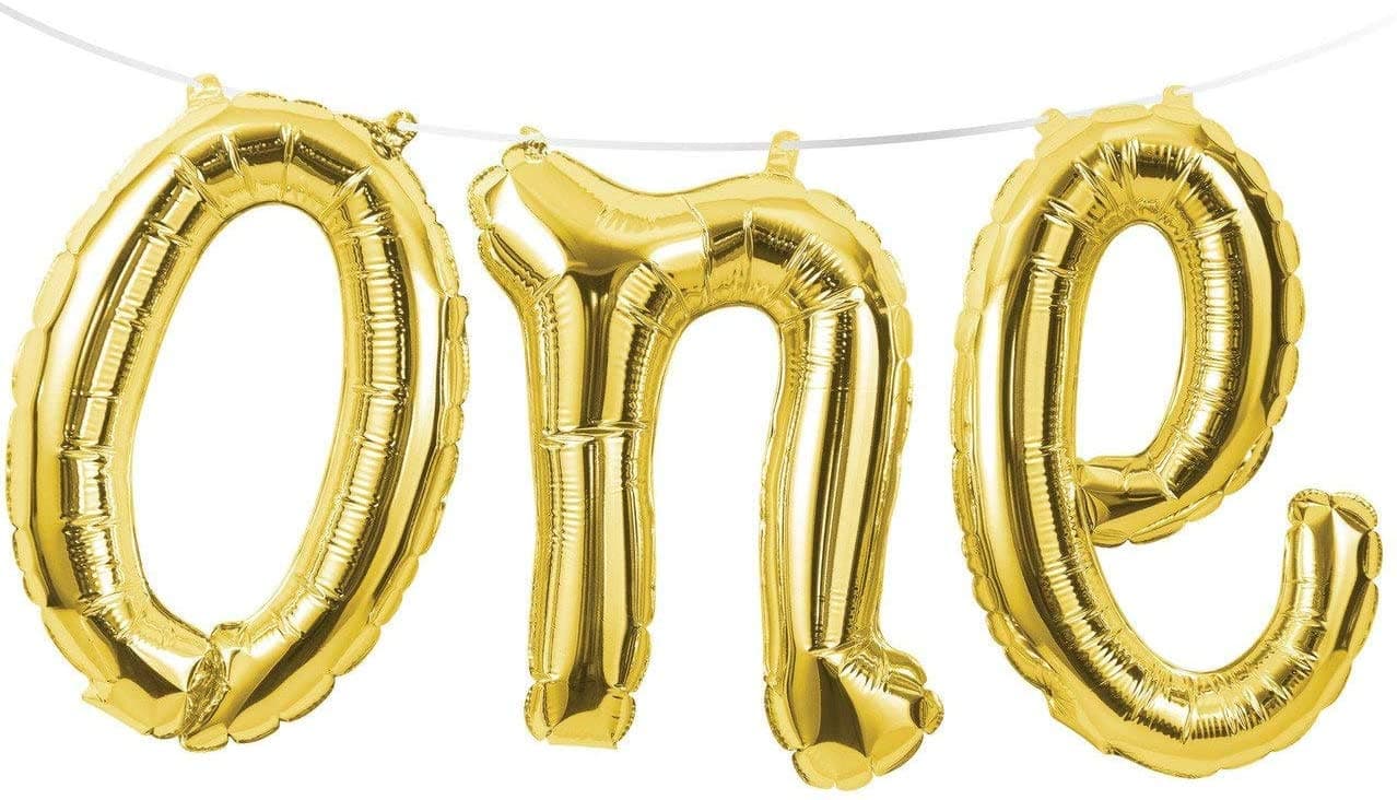 Creative Converting Balloon Banner, 13" x 5', Gold