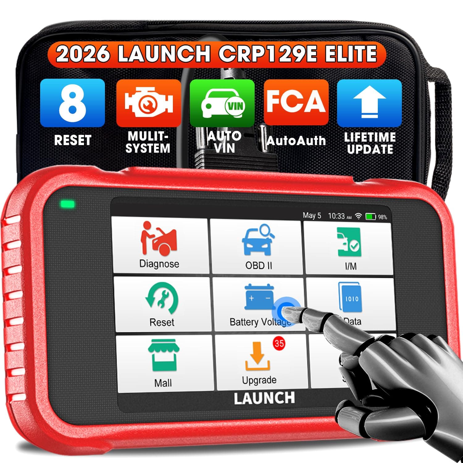 OBD2 Scanner -CRP129E Scan Tool for Eng ABS SRS TCM Code Reader, Oil/EPB/TPMS/SAS/Throttle Body Reset Car Diagnostic Tool with Carry Bag, AutoVIN, WiFi Update, Upgraded of CRP129 2020 New Ver.
