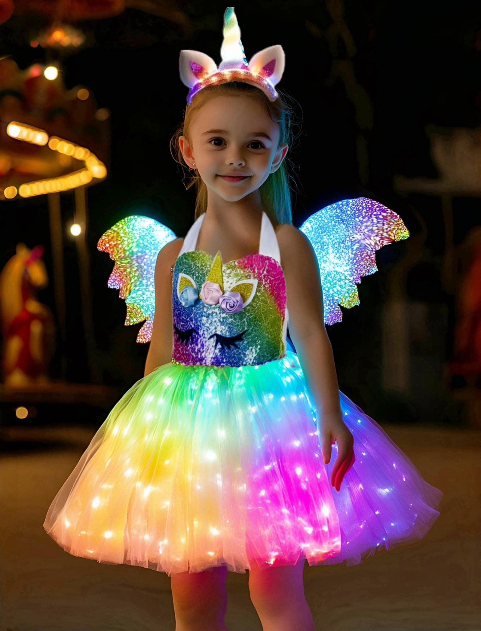 girls rainbow unicorn dress