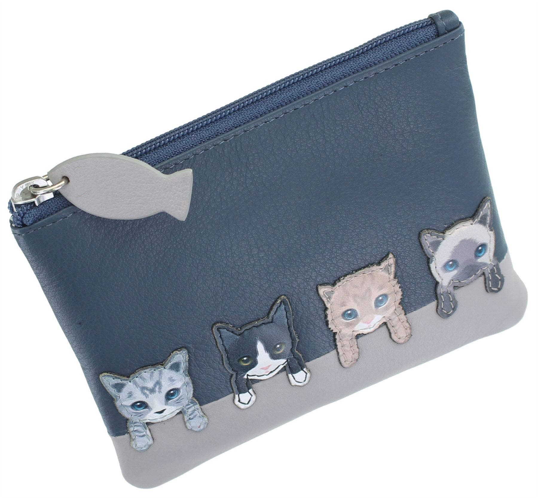 Mala Leather Best Friends Collection Coin Purse with Keyring 4166_65 Navy