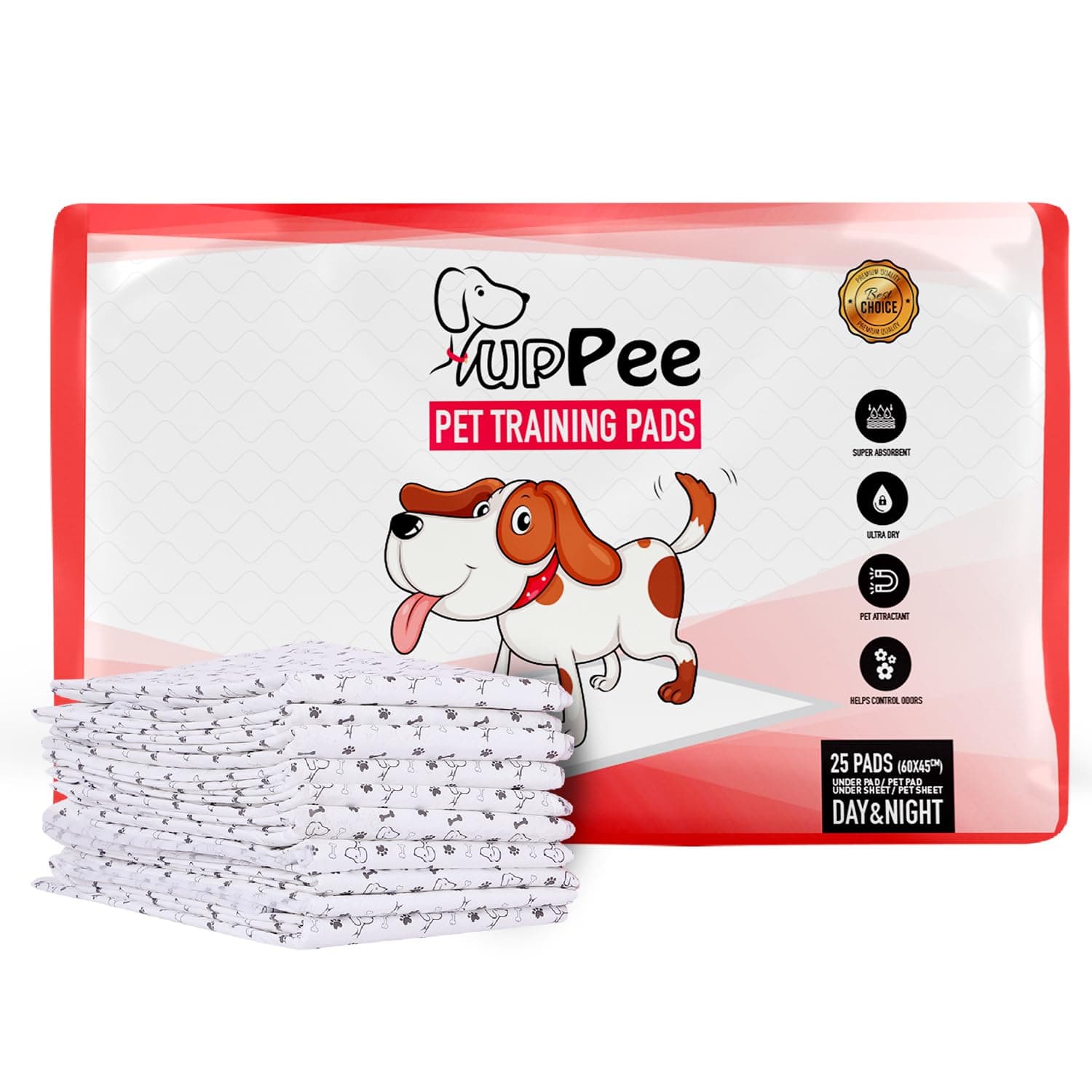 Pet Training Pads For Dogs, Cats, Puppies & Pets, Super Absorbent Urine Mats | Poop & Pee Trainer | Potty Pads, Pet & Puppy Peeing Toilet Trainer | 100% Water Proof & Non Slippery- 60X45CM ( Medium ) - 25 COUNT