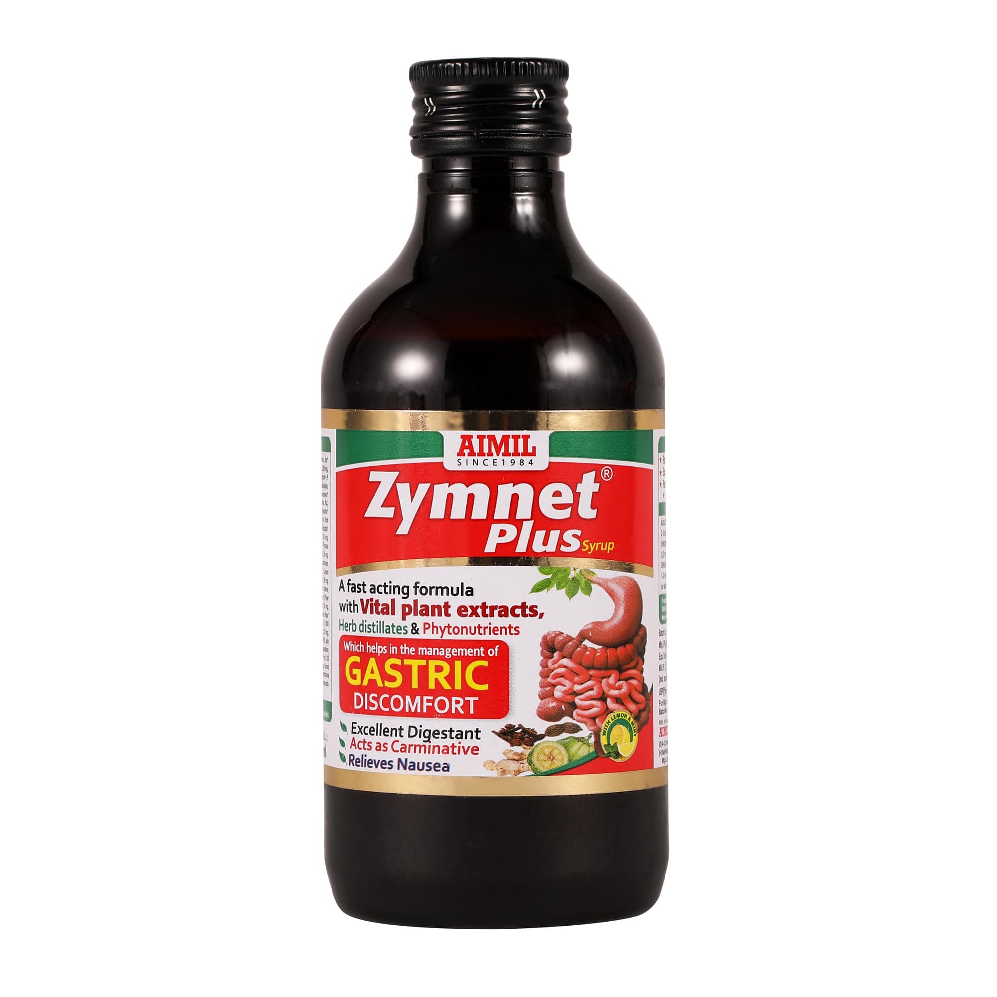 Zymnet Plus Syrup - 200ml | Ayurvedic Syrup for Gastric & Digestive Health, Acidity, Controls Nausea | With Carminative Herbs