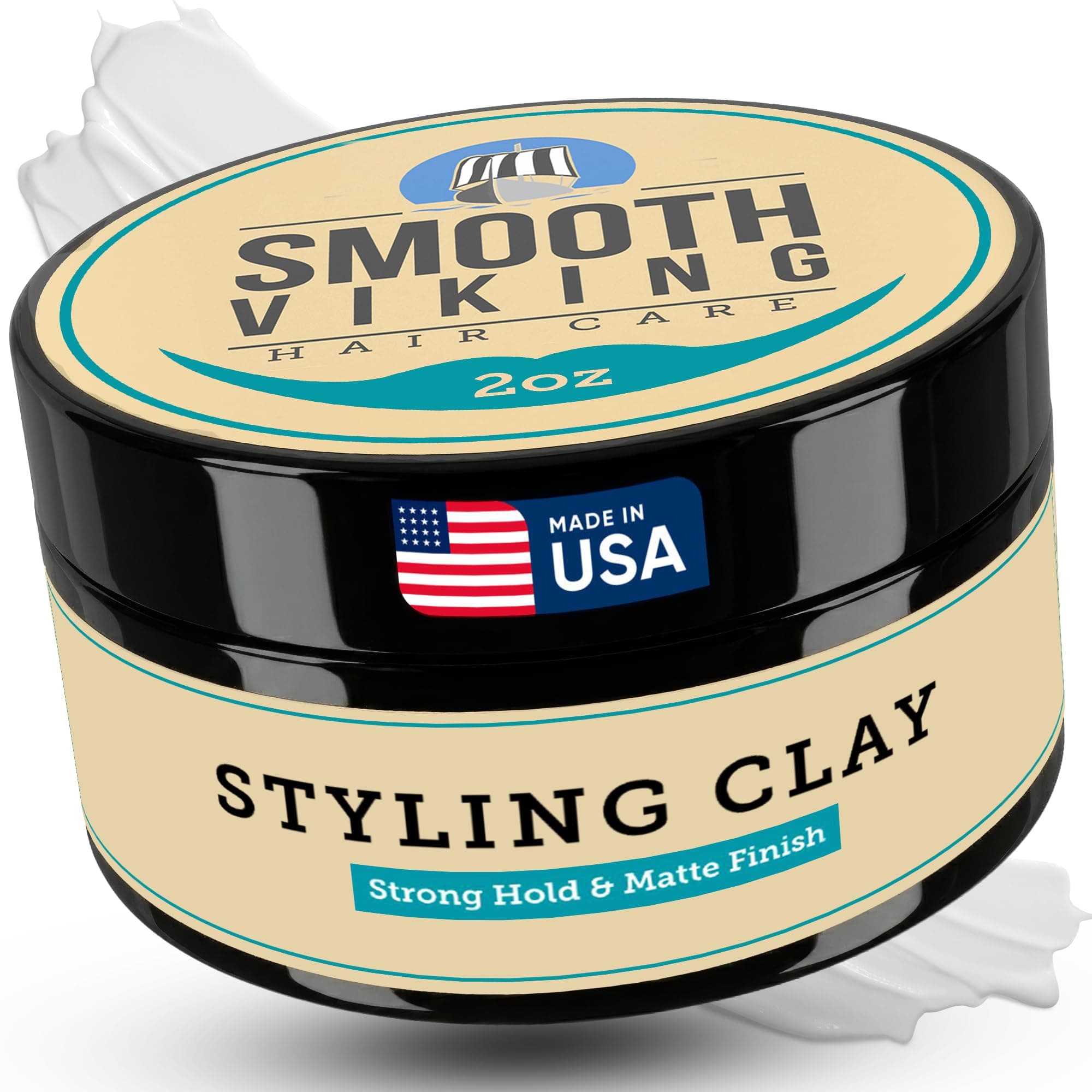 Hair Clay for Men - Best Pliable Molding Cream with Strong Hold & Matte Finish - Product for Modern Hairstyles- 2 OZ - Smooth Viking
