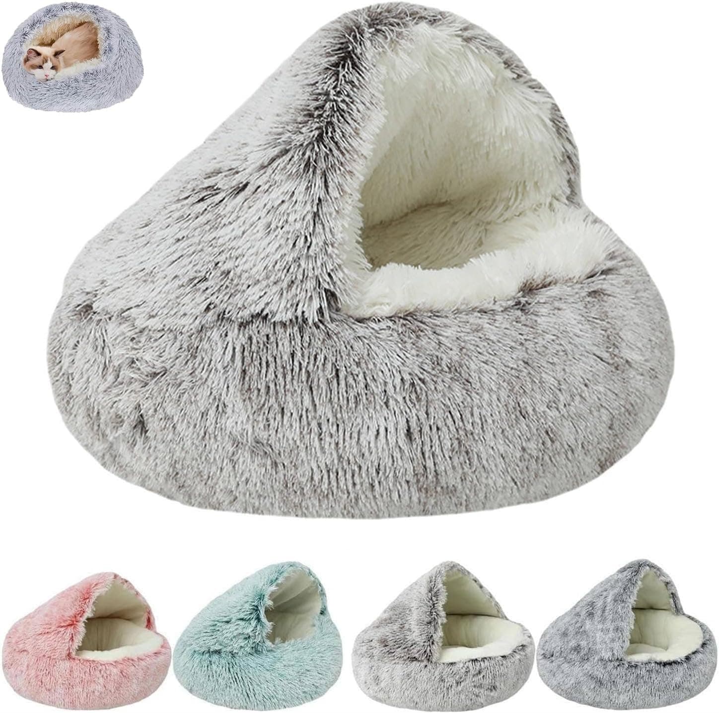 Cozy Cocoon Pet Bed for Dogs and Cats, Snuggle Winter Plush Bed (Color: Coffce, Size: 50cm)