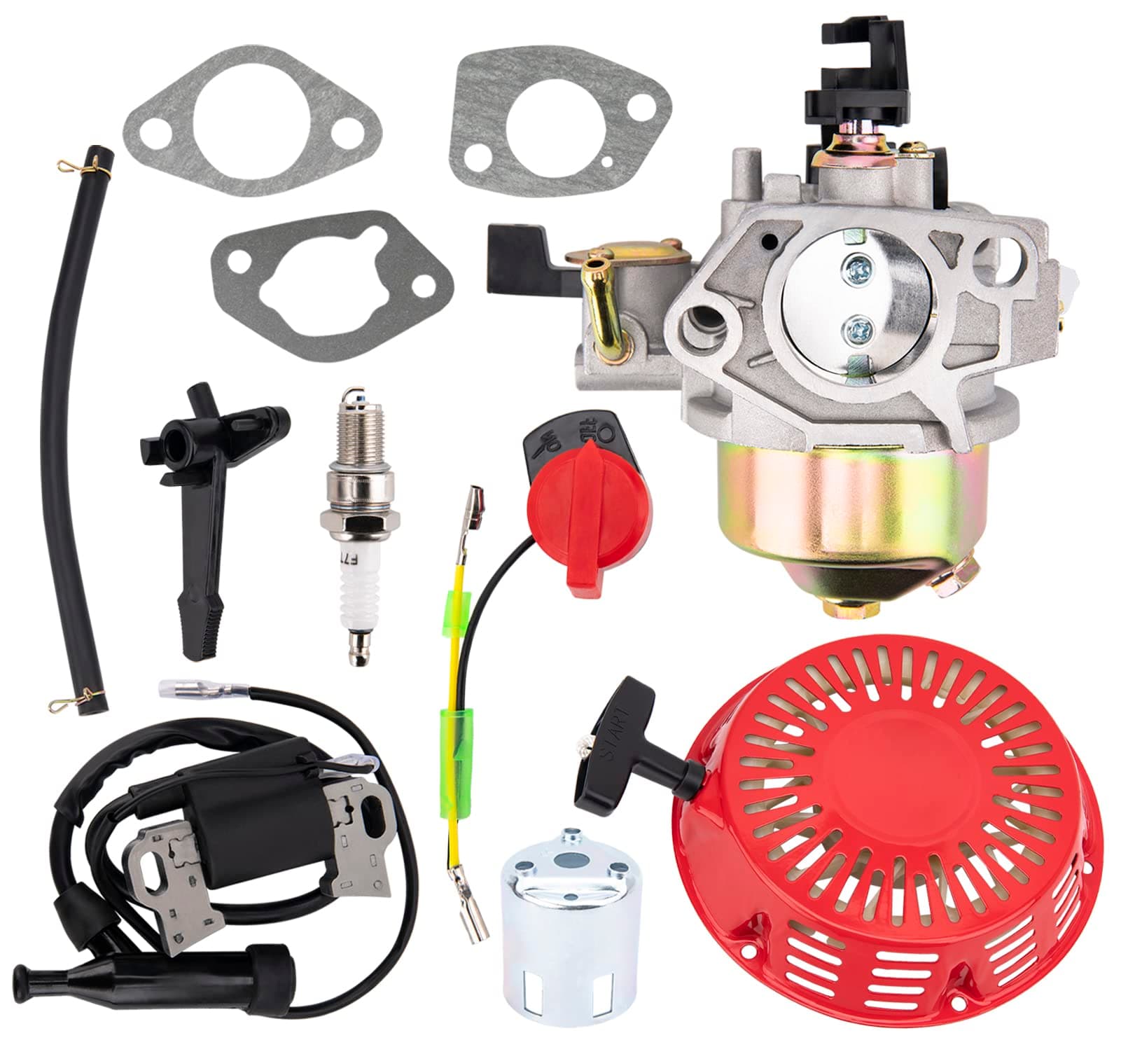GX390 Carburetor Compatible for Honda GX340 GX360 GX390 11HP 13HP Carb Lawnmower Engine With Recoil Starter Lgnition Coil Air Filter Kit Replaces 16100-ZF6-V01