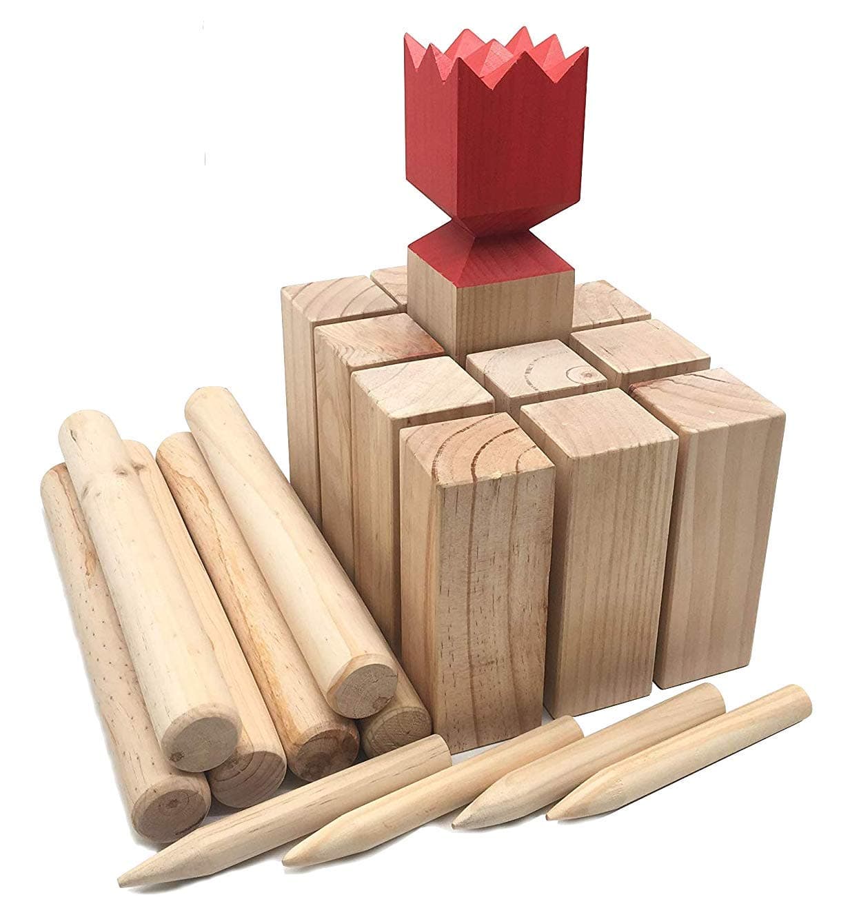 Kubb Viking Chess Lawn Game All Wood Back Yard Games Deluxe Kubb Game Premium Set Beach Games Regulation Size (Deluxe)