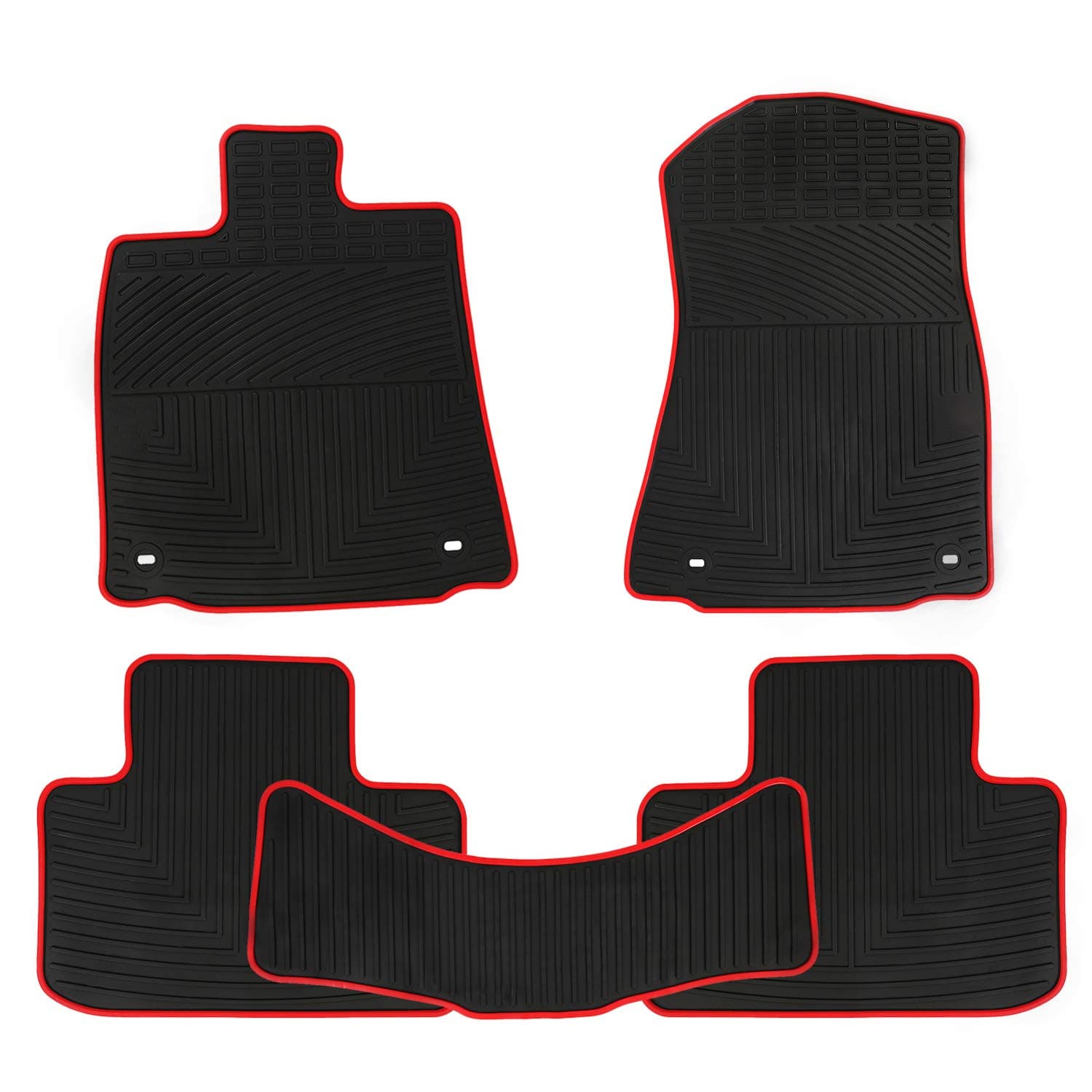 San Auto Car Floor Mats for Lexus is RWD IS250 IS350 IS300 2014 2015 2016 2017 2018 2019 2020 Custom Fit Rubber Auto Carpet Liners Set All Weather Protection Heavy Duty Odorless Black Red