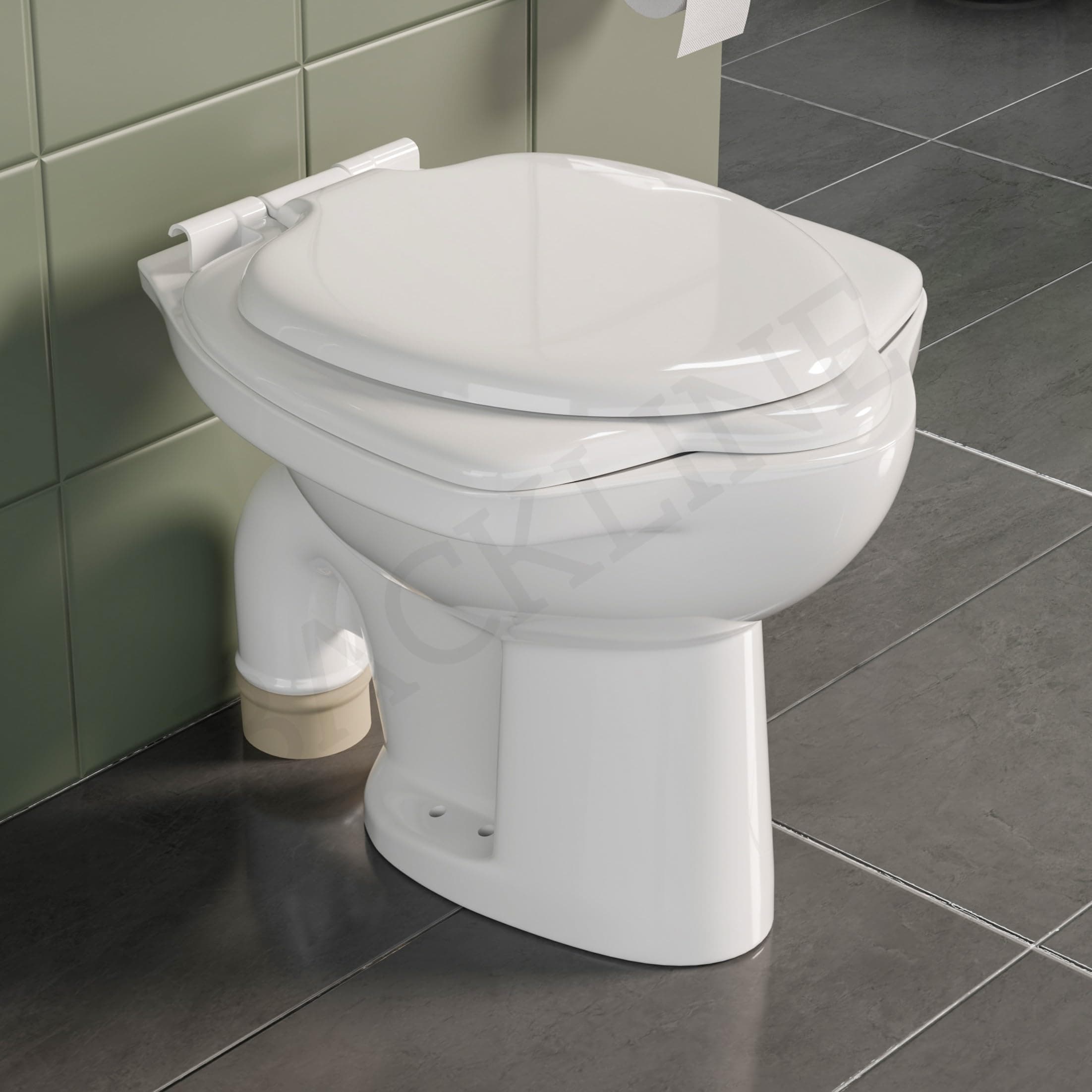 Ceramic Anglo Floor Mounted Commode | EWC Western Toilet Water Closet with Seat Cover | S-Trap 9-Inch Floor Outlet (56 x 46 x 41 cm) | Glossy White (7-Year Color Warranty)