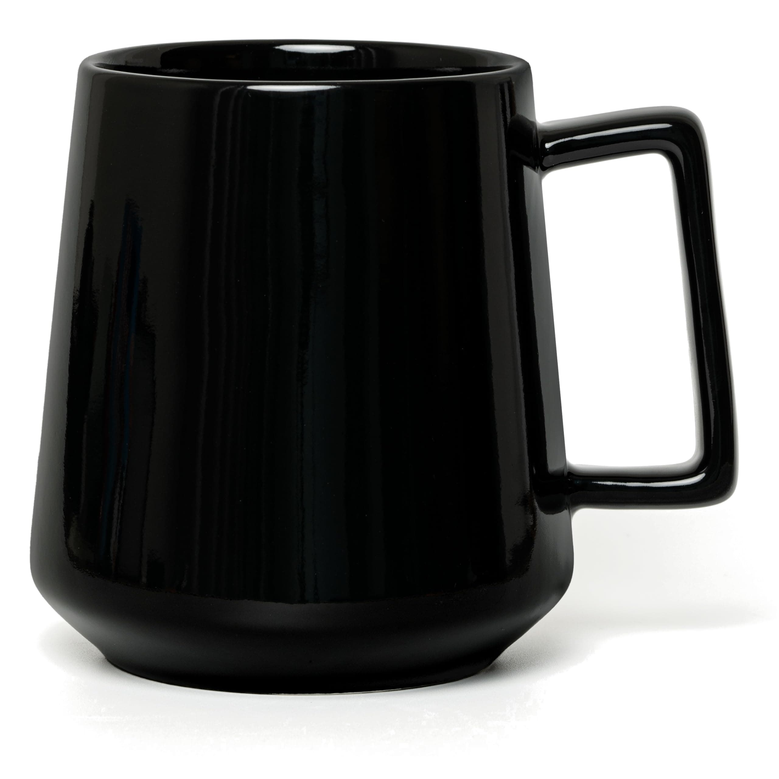 CSM Supply Glossy Finish Sleek Modern Design 16 Fluid Ounces Black Mug (1 Mug) - Stain Free - Thick Grade A Quality Ceramic โ Foam Box Packaging