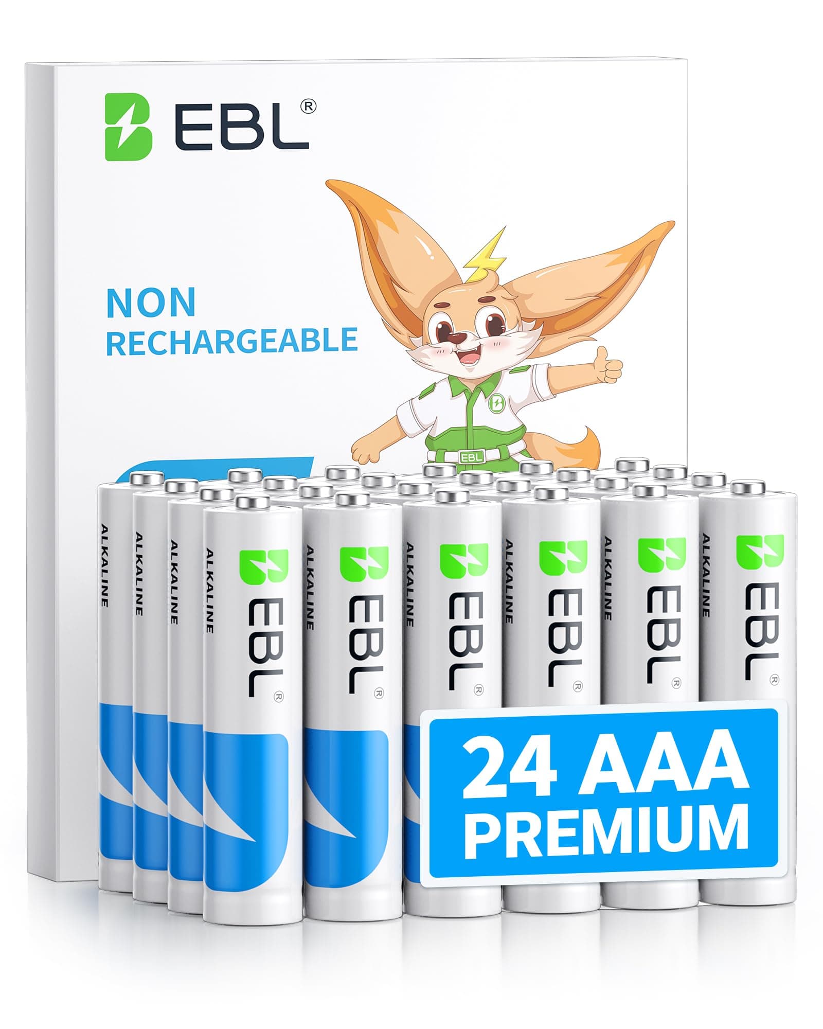 EBL AAA Batteries 24 Pack, 1.5V Alkaline Triple A Batteries, Long-Lasting Alkaline Power for All Your Devices, 10-Year Shelf Life Non-Rechargeable
