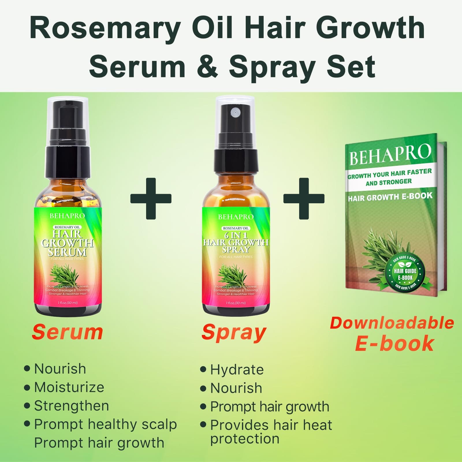 Rosemary Oil, Hair Growth Serum, Heat Protectant Spray, Biotin Argan Oil Products for Thinning Hair & Hair Loss Treatment, Gifts for Women, Men