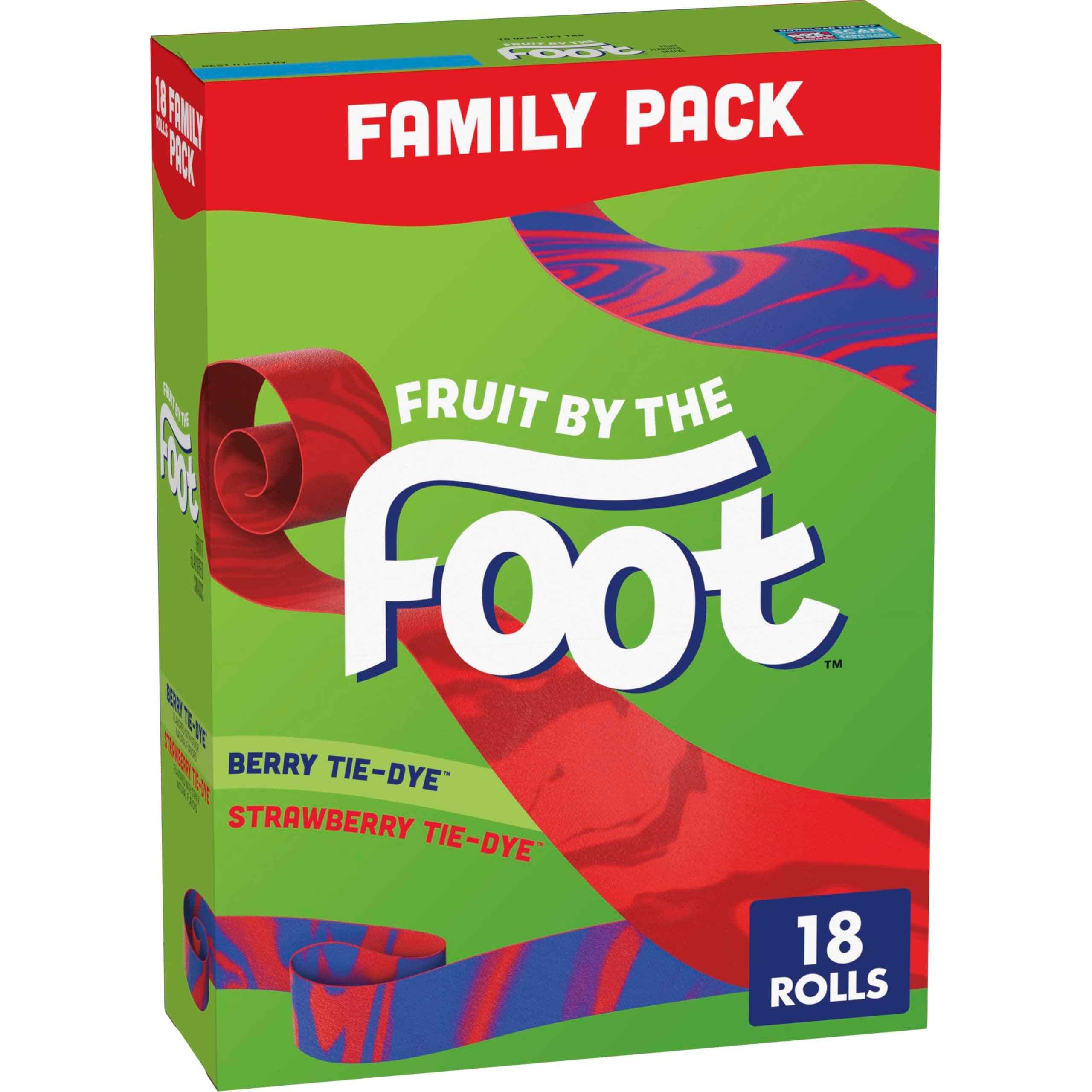 Berry Tie-Dye/Strawberry Fruit by The Foot Snacks Variety Pack, 18 Count