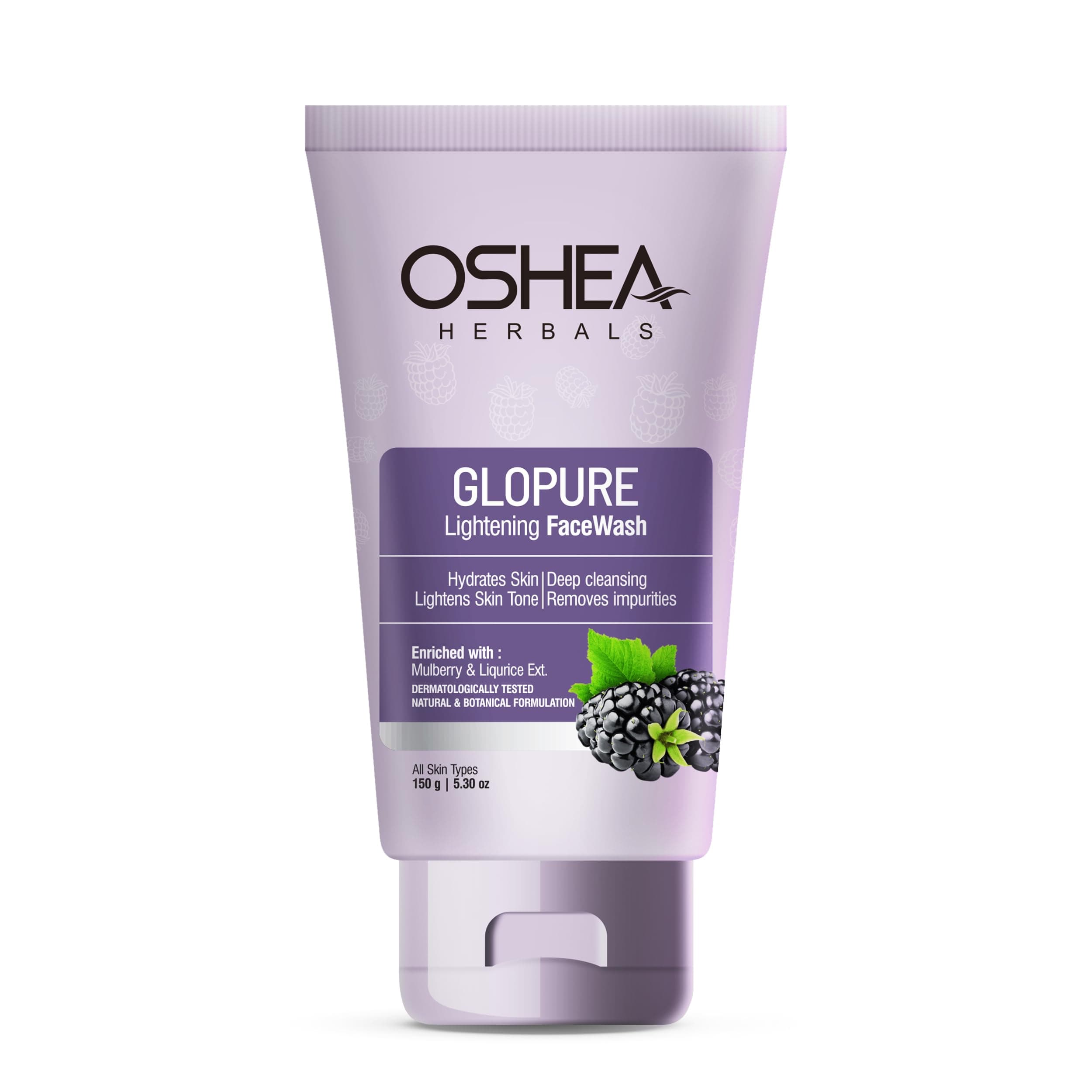 Herbals Glopure Lightening Facewash - Hydrates Skin & Deep Cleansing - Lightens Skin Tone - Removes Impurities - Enriched with Mulberry & Licorice Extract - 150 grams