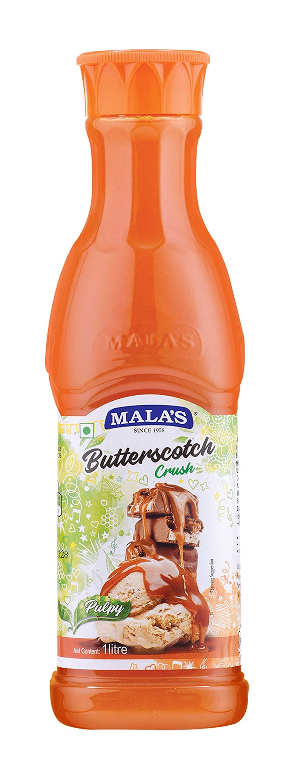 Shivams Bakers King Malas Fruit Crush Syrup 100% Vegan Gluten Free Concentrated Squash For Cake, Desserts, Milkshakes, Smoothies, Beverage - Butterscotch | 750 Ml, Pack Of 1, Liquid