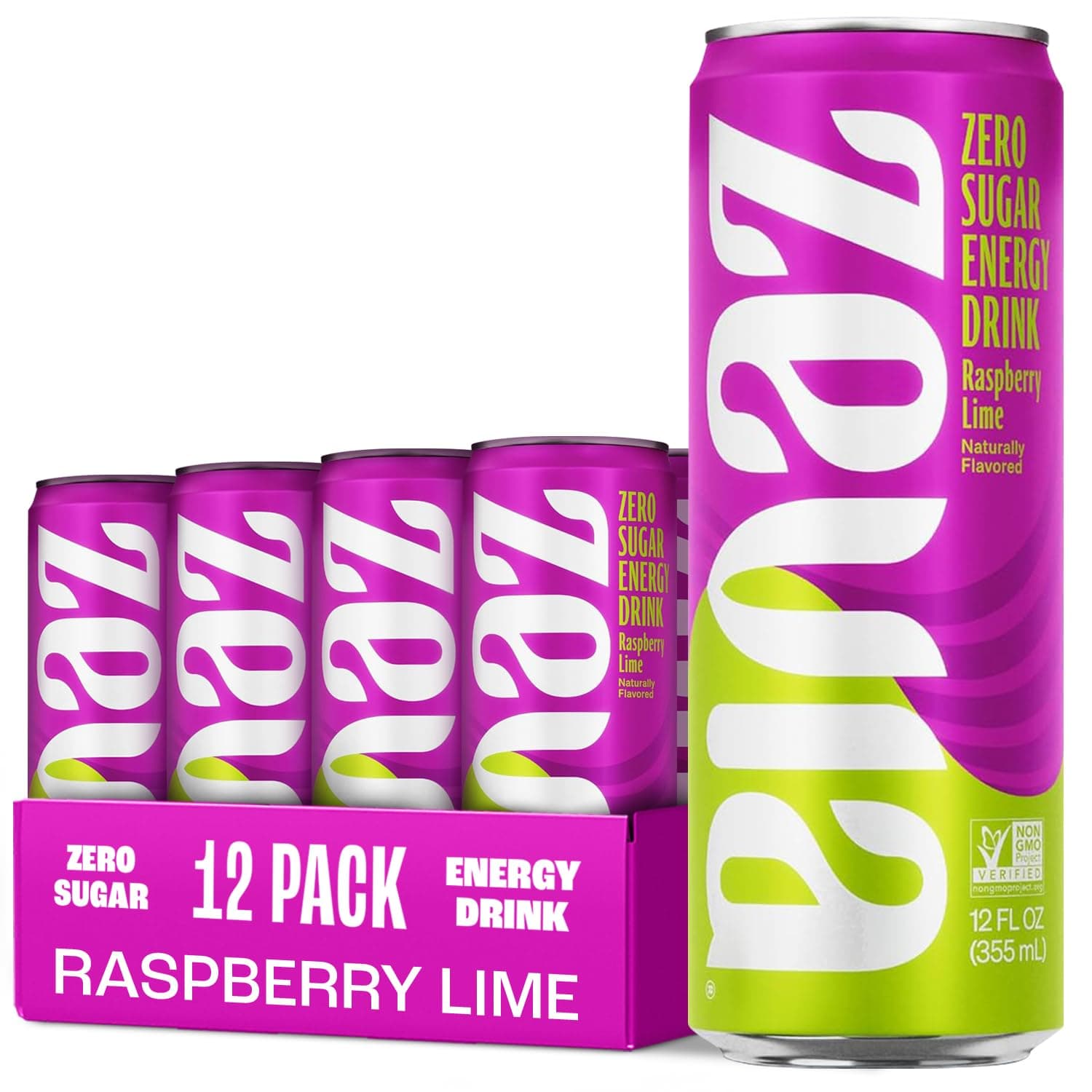 Zevia Calorie Free Naturally Sweetened Energy Drink Raspberry Lime 12oz (Pack of 12) Packaging May Vary