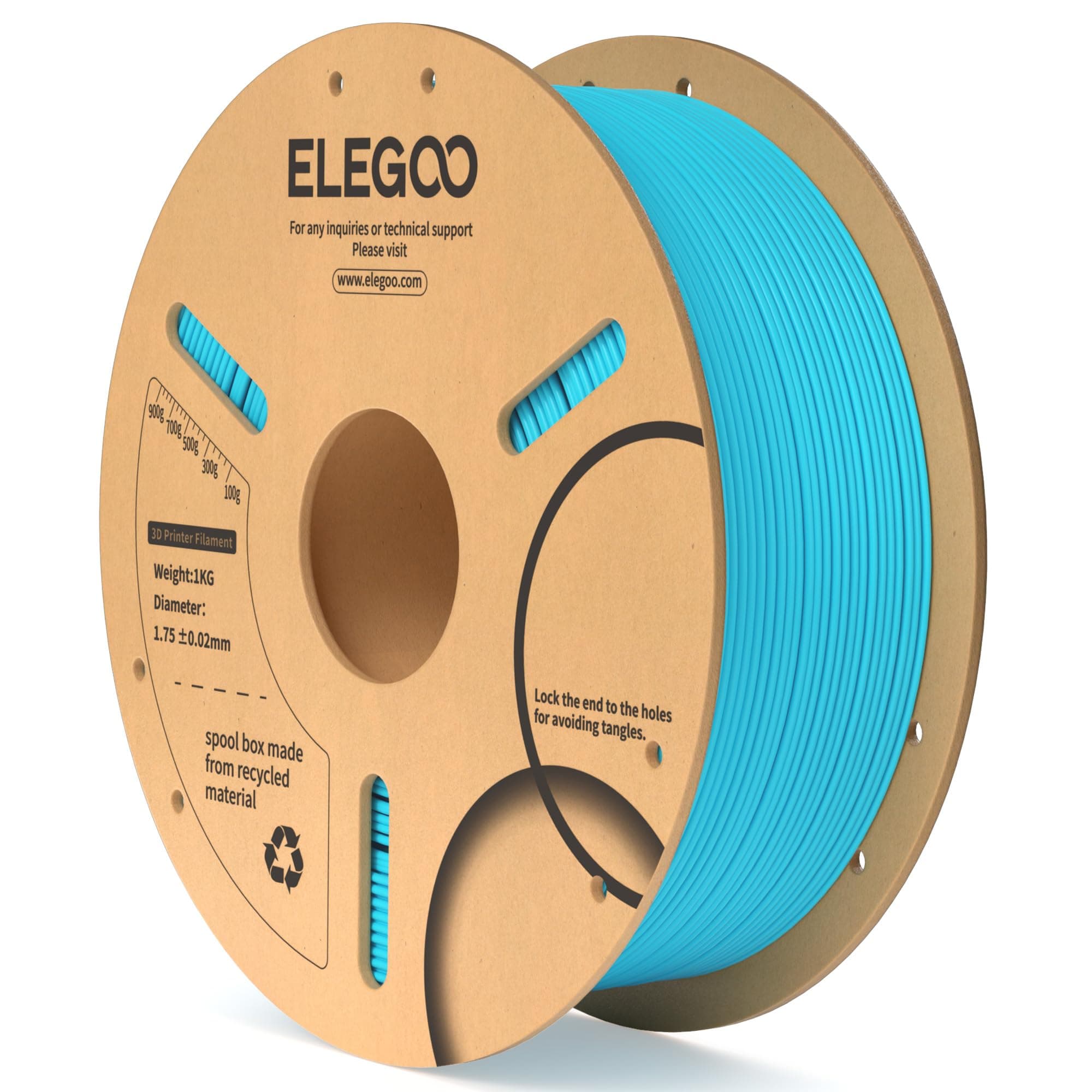ELEGOO PLA Filament 1.75mm Sky Blue 1KG, Dimensional Accuracy +/- 0.02mm, 1kg Cardboard Spool(2.2lbs) 3D Printing Filament Fits for Most FDM 3D Printers