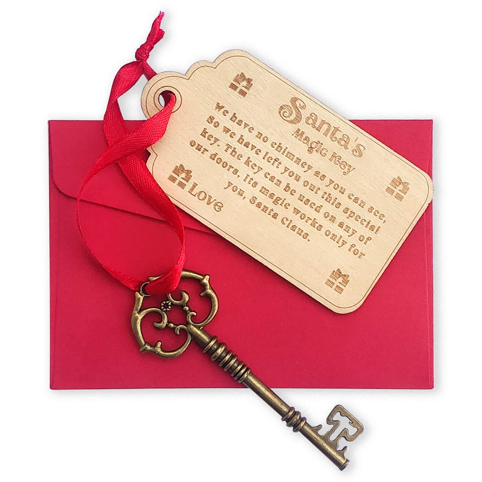 Personalised Santa Key Christmas Santas Magic Key, Christmas Eve Tradition No Chimney handmade Christmas Eve Box Fillers Gift for Kids