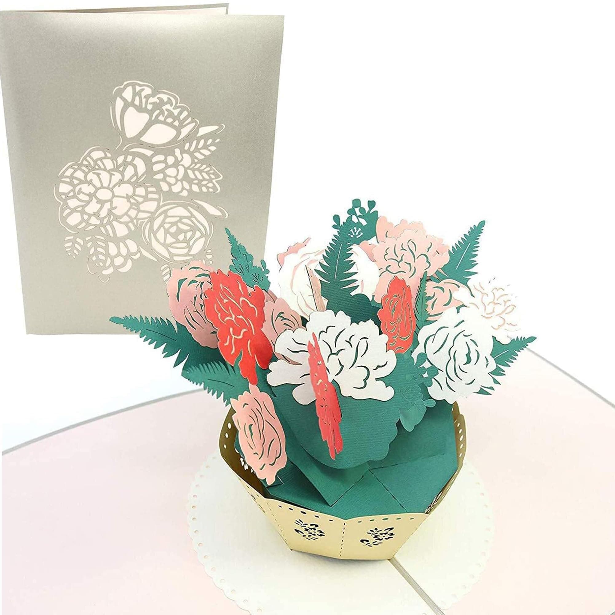 PopLifeFlower Basket Pop Up Mother's Day Card - 3D Anniversary, Pop Up Birthday Card, Thank You, Congratulations, Valentine's - for Mom, for Daughter, for Wife, for Grandma, for Stepmom
