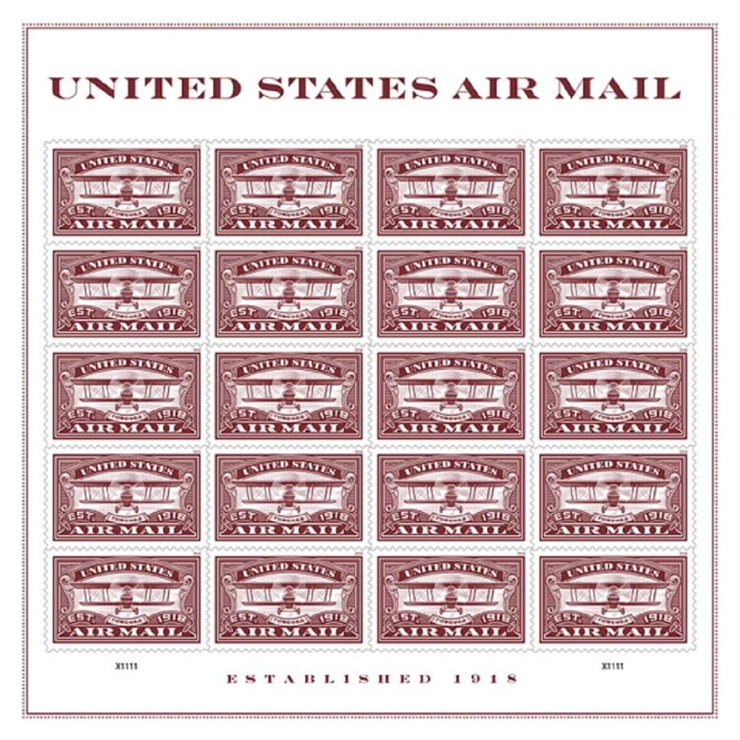 United States Postal Service USPS Air Mail Red Forever First Class Postage Stamps Airmail Colors of the Flag (20 stamps)