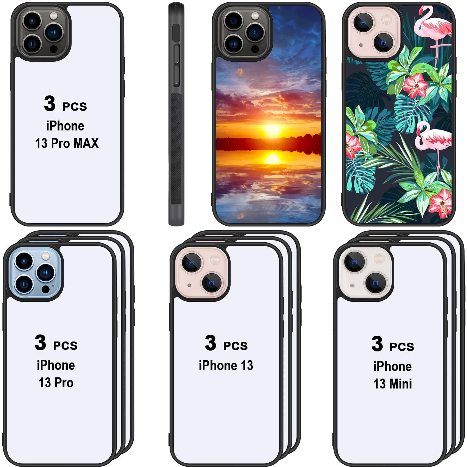 Konohan 12 Piece Blank Sublimation Phone Case Compatible with iPhone 13 Series Heat Press Phone Cover DIY Non Slip Shockproof Phone Protective Case (Compatible with iPhone 13,13 Pro,13 Mini,13 Promax)
