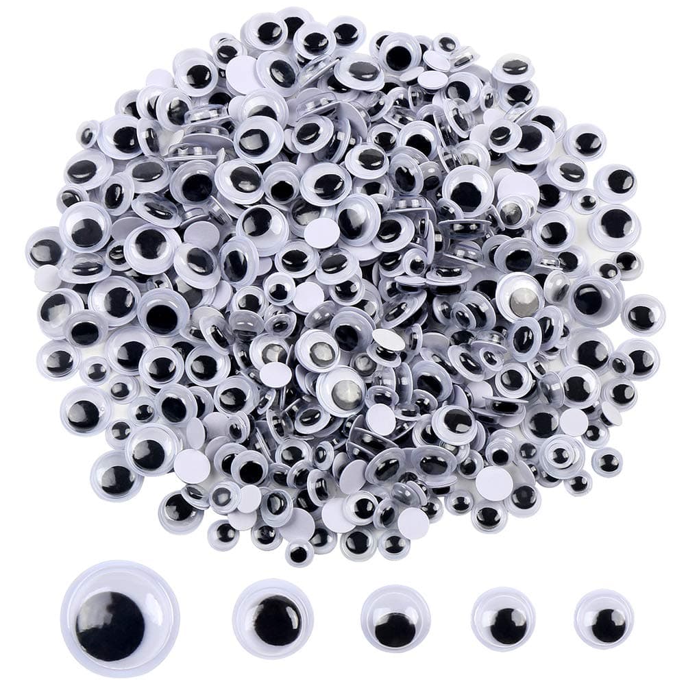 DECORA 500 Pieces 6mm -12mm Black Wiggle Googly Eyes with Self-Adhesive for Crafts Decorations