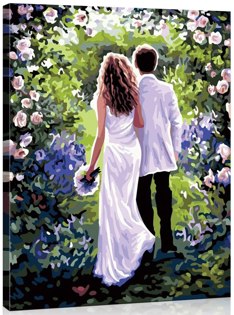 Suntown Wooden Framed Paint by Numbers 40x50cm Canvas Diy Oil Painting for Kids, Adults and Drawing Beginner with Brushes and Acrylic Paints - A Lifetime Love