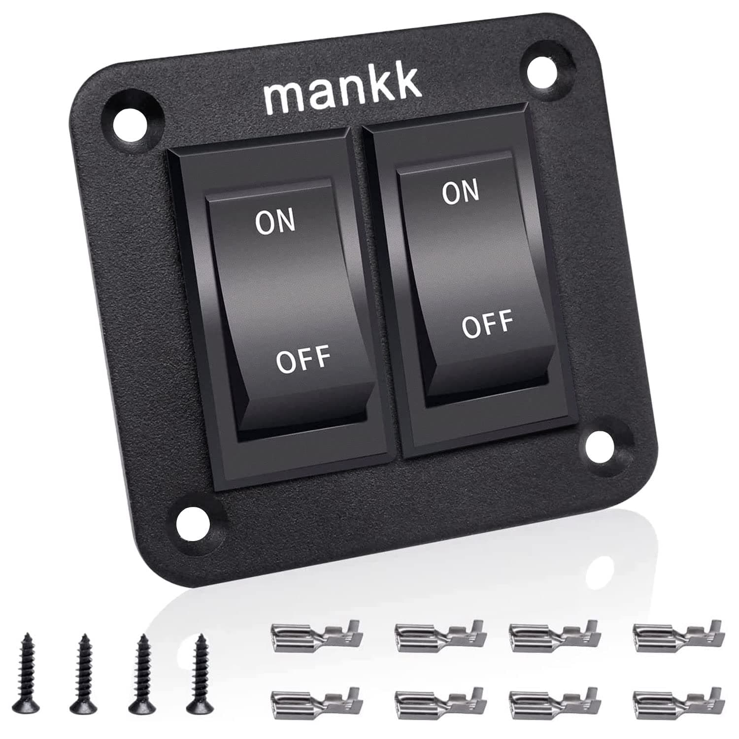 mankk On-Off Switch 12V 20A 4 Pins DPST Rocker Panel RV Light Switch for RV Trailers Camper Boats KCD2-7-201-B2-DZ