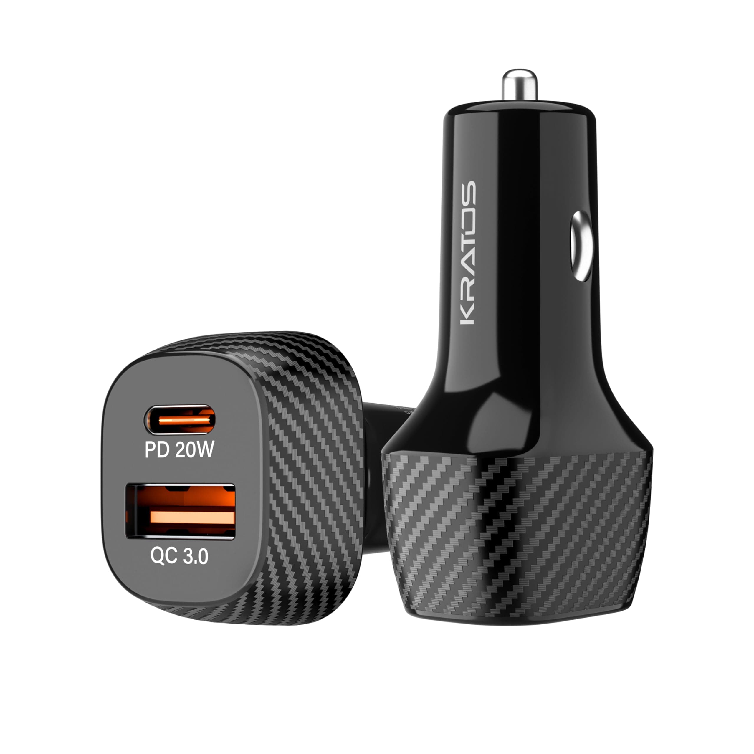 Kratos 51W Car Charger with Dual Output, 51 Watts Total (31W USB + 20W Type C PD), car Charger Fast Charging Compatible for iPhone and All Android Smartphones and Tabletes (PD 3.0 and QC 3.0)