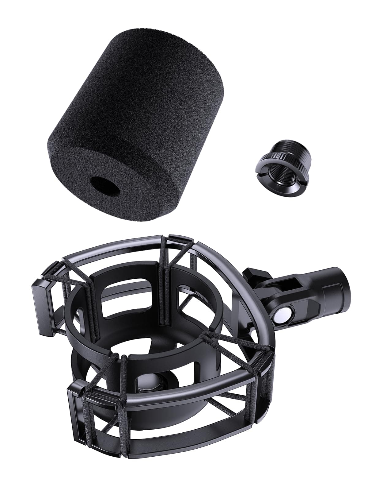 Custom Built for SoloCast Shock Mount with pop filter, 2026 Upgrade Anti-Vibration Suspension Elastic Shock Mount Holder Clip Mics Stand with Screw Adapter Compatible with Hyperx SoloCast Microphone
