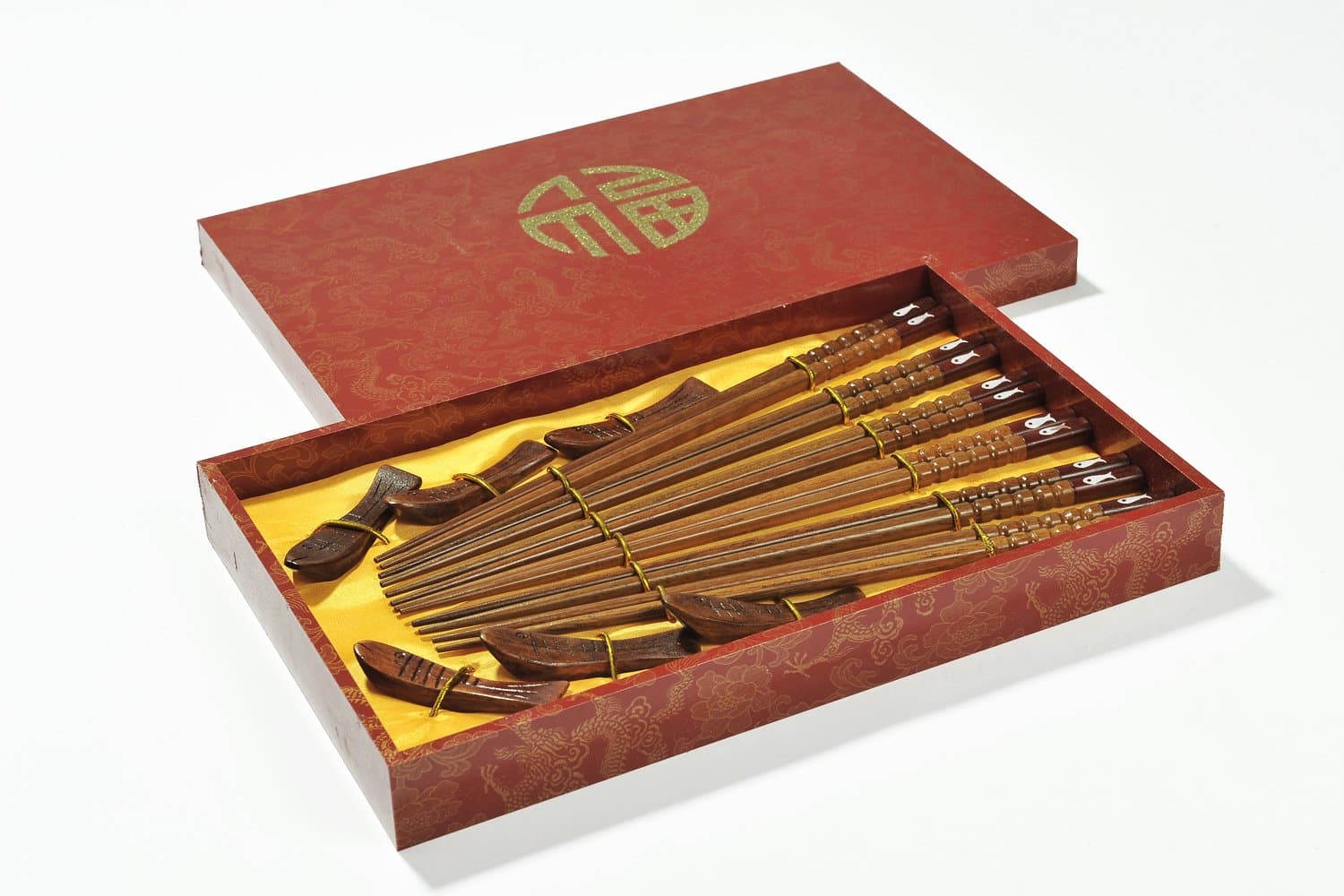 Quantum Abacus Chopsticks Turned fish - Fine set of chopsticks made of wood in gift box (6 pairs of chopsticks and chopstick rests) - CS-UTW-S6-01 (US)
