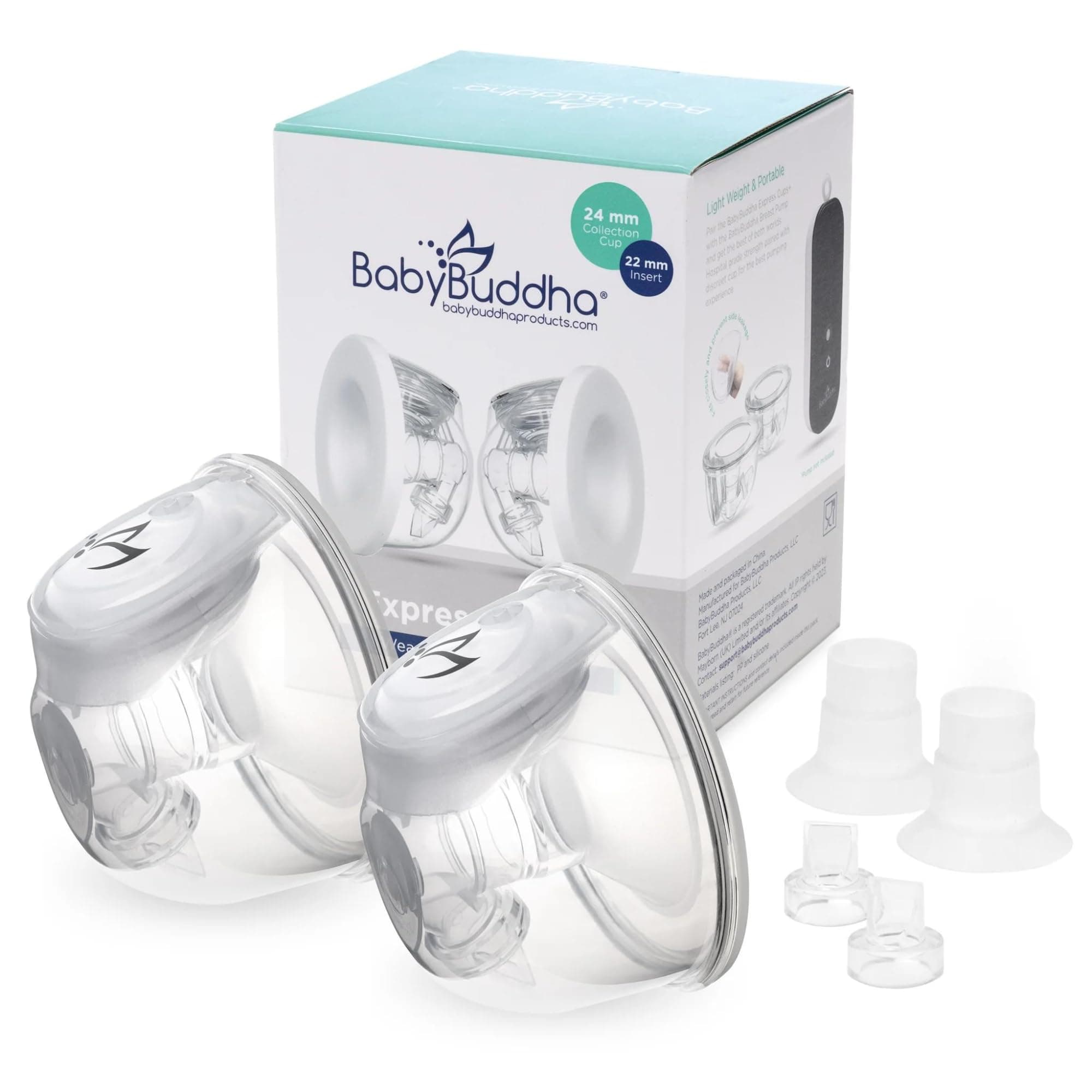- Hands Free Milk Collection Cups for Breast Pump, 8 Fl Oz Each, Wearable Breastmilk Containers, Compatible with BabyBuddha Pump, Spill Resistant Design, Small Flange 22 to 24mm, 2 Pack
