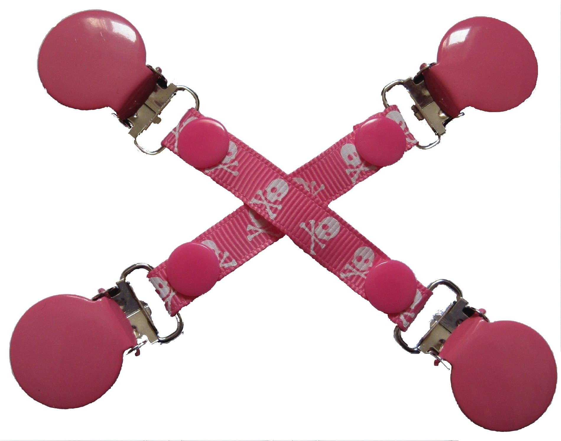 CuteToots Mitten clips / Glove clips for kids and adults! -Hot pink skulls