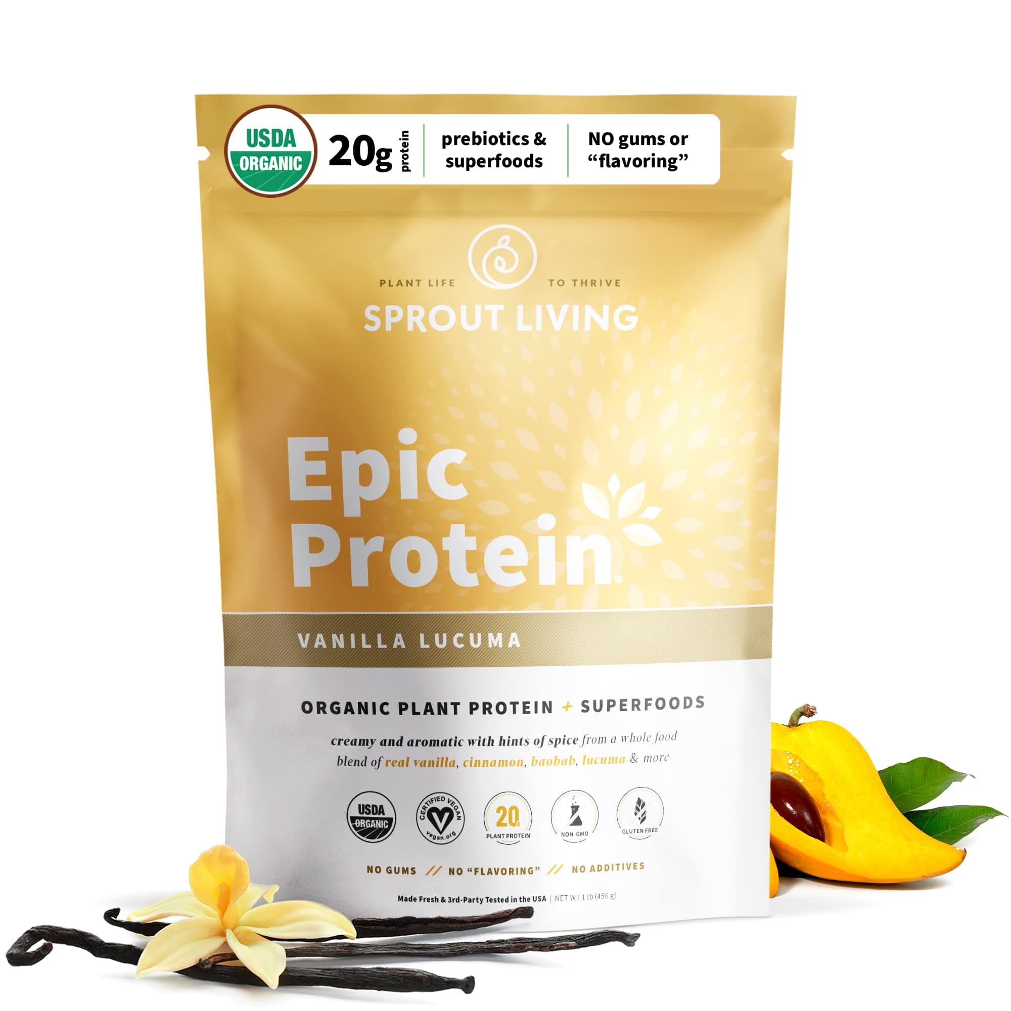 Sprout Living Epic Protein Vanilla Lucuma, 454 g