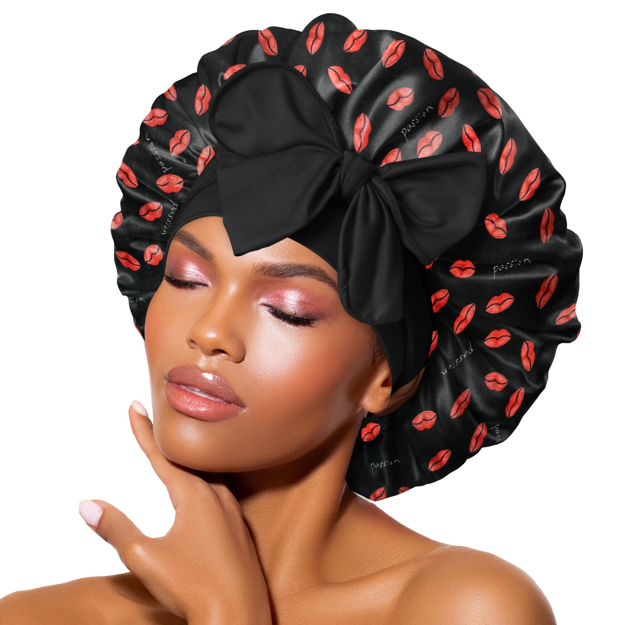 Silk Bonnet Satin Bonnet Hair Bonnet for Sleeping Braid Bonnet, Ptn #01, M