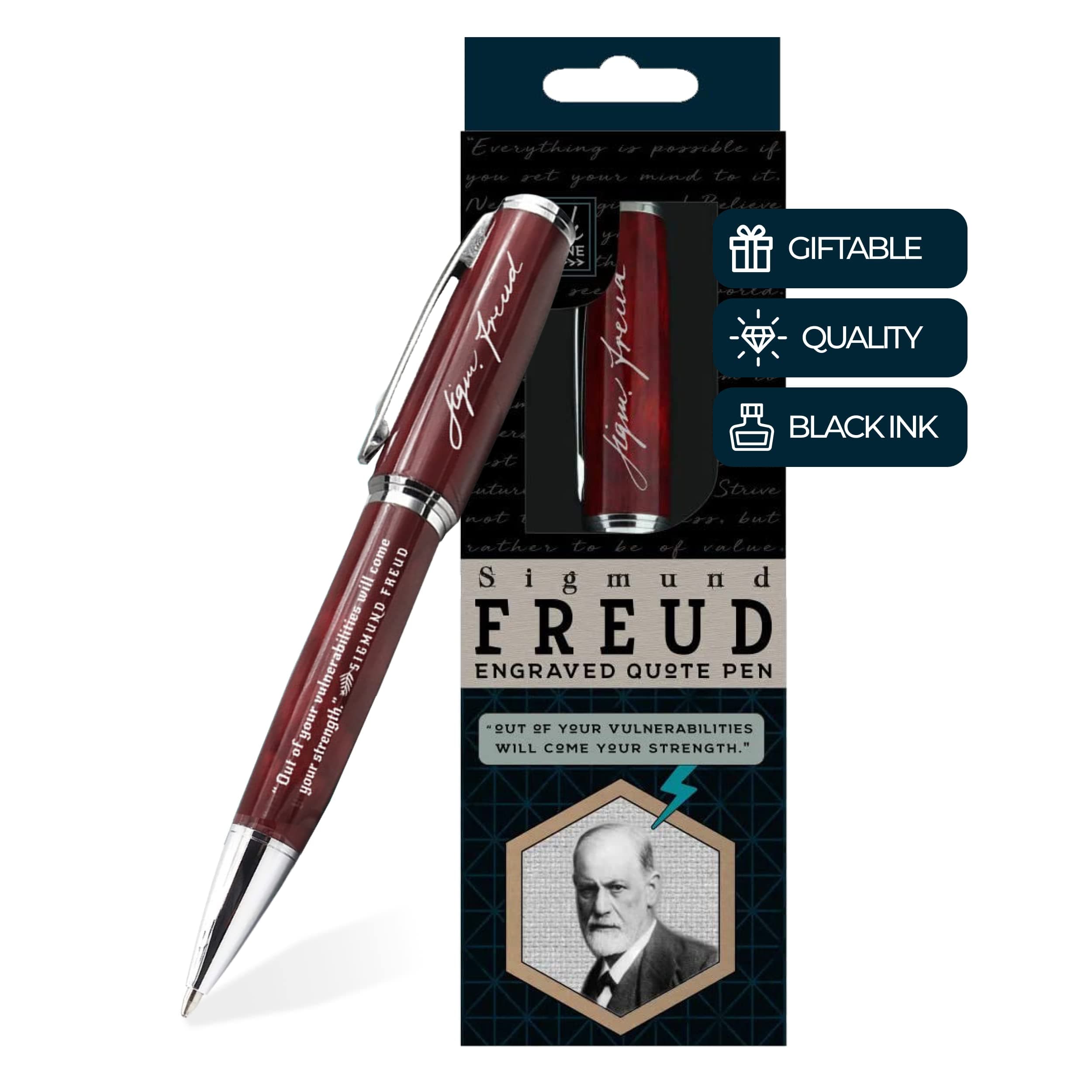 Sigmund Freud Engraved Quote Pen -" Out of Your Vulnerabilities Will Come Your Strength." - logy Gifts for logists Guidance Counselors logy Students Therapists