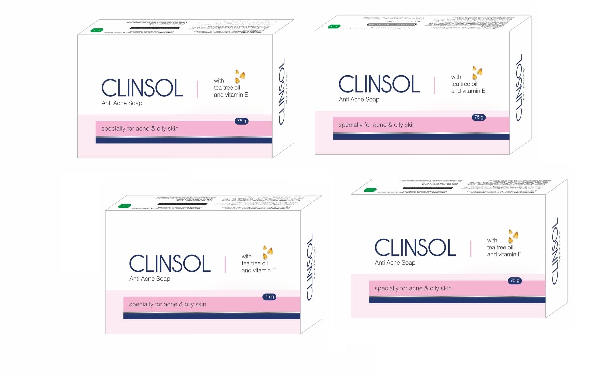 Clinsol Soap Pack of 4 (75g Each)- Enriched Tea Tree Oil with Vitamin E for Soft Skin || Gentle on Skin || Helps to remove Acne and Makes Skin Nourished And Clear