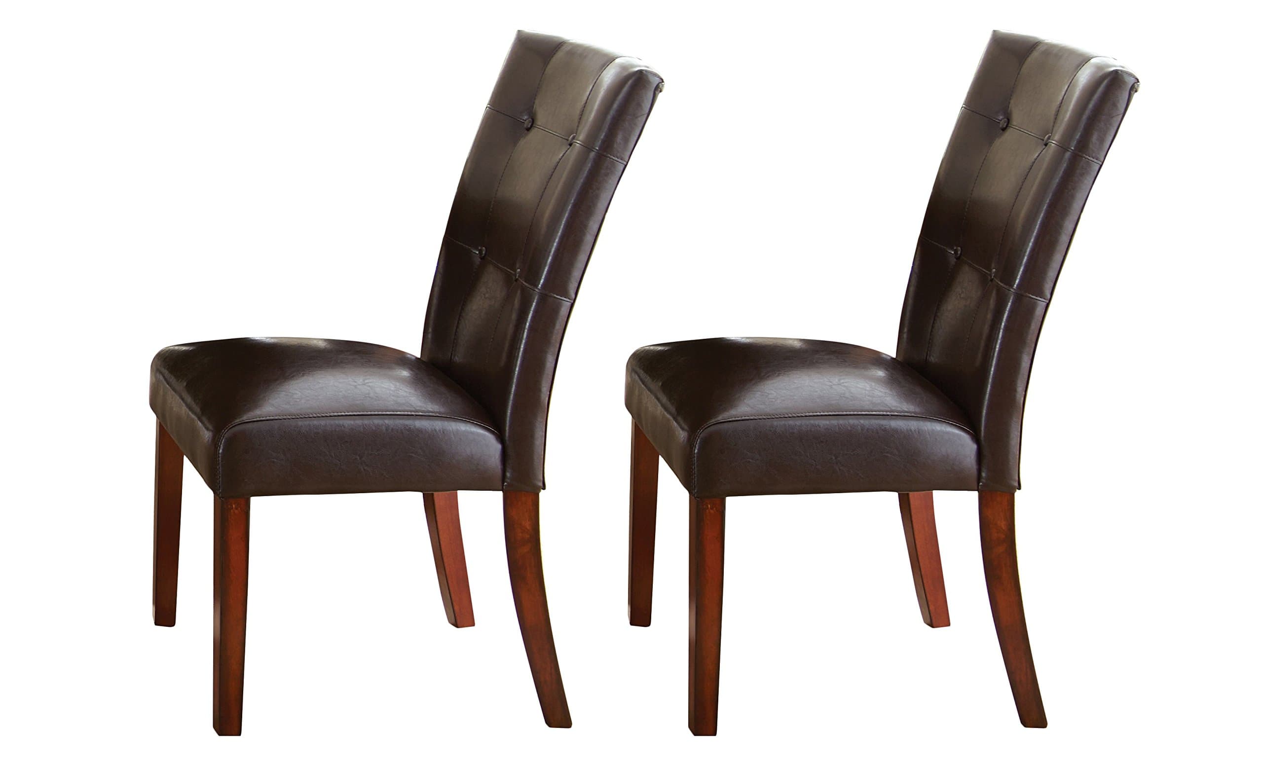 Steve Silver Company Montibello Parsons Chairs with Medium Cherry Legs (Set of 2), 21" x 29" x 39", Dark Brown Vinyl