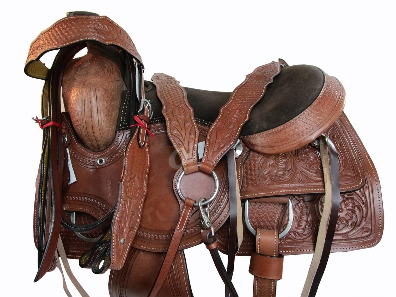 Western Saddle Trail Pleasure Horse Saddles Rodeo Cowboy Floral Tooled Leather Tack Set 15 16 17 18